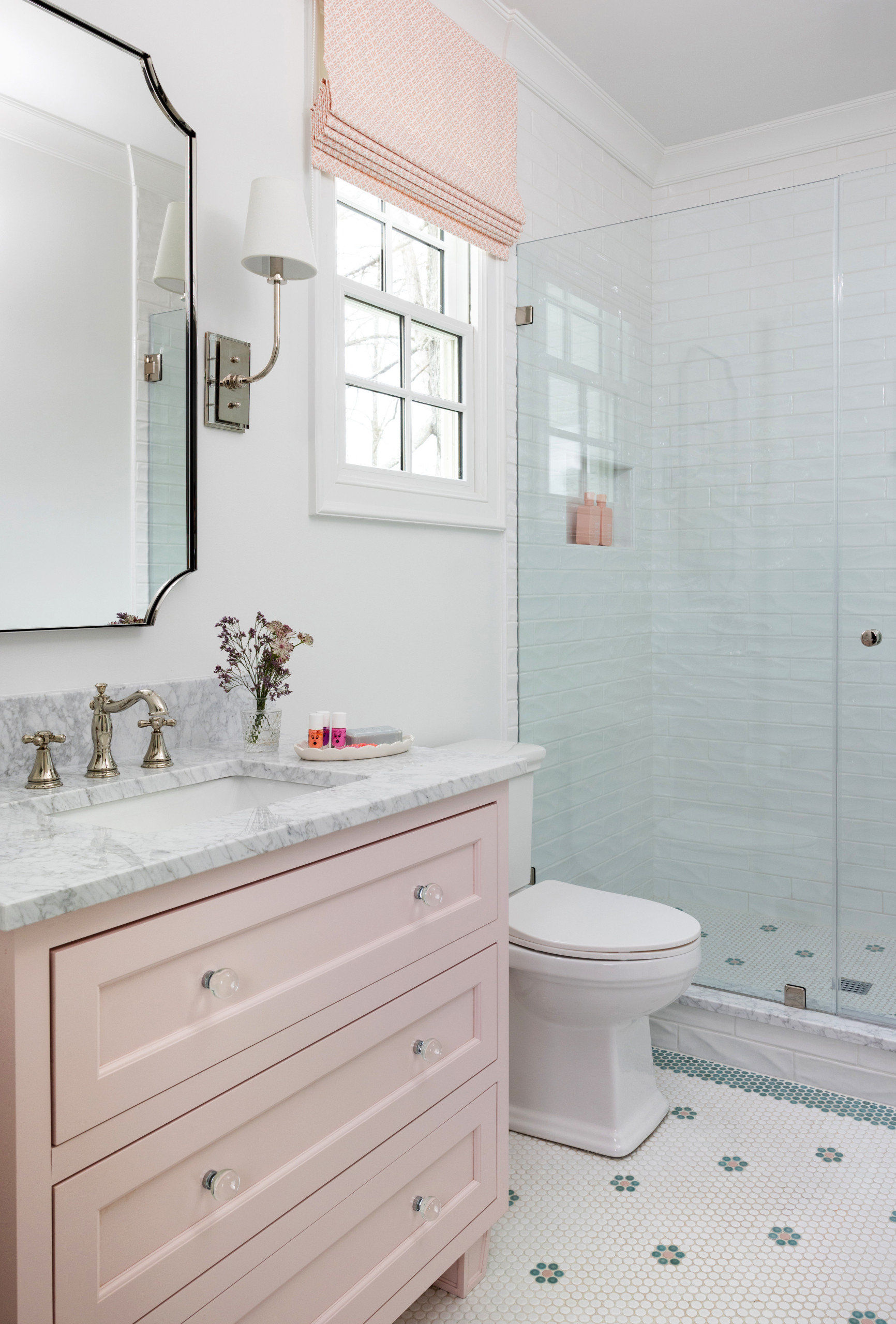 Transitional Southern interior design, home tour featuring a transitional home decor style bathroom