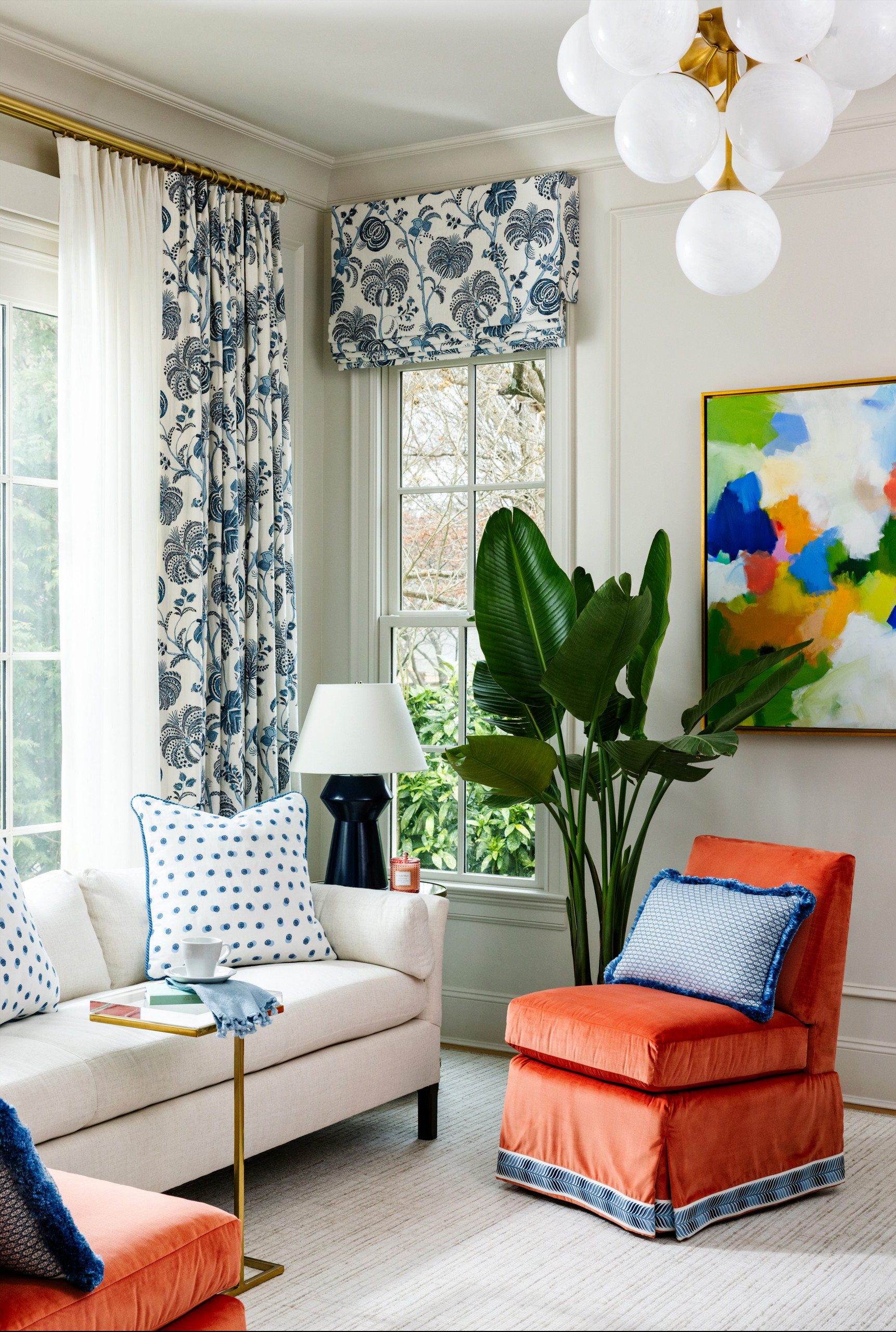 Transitional Southern interior design, home tour featuring a transitional home decor style living room