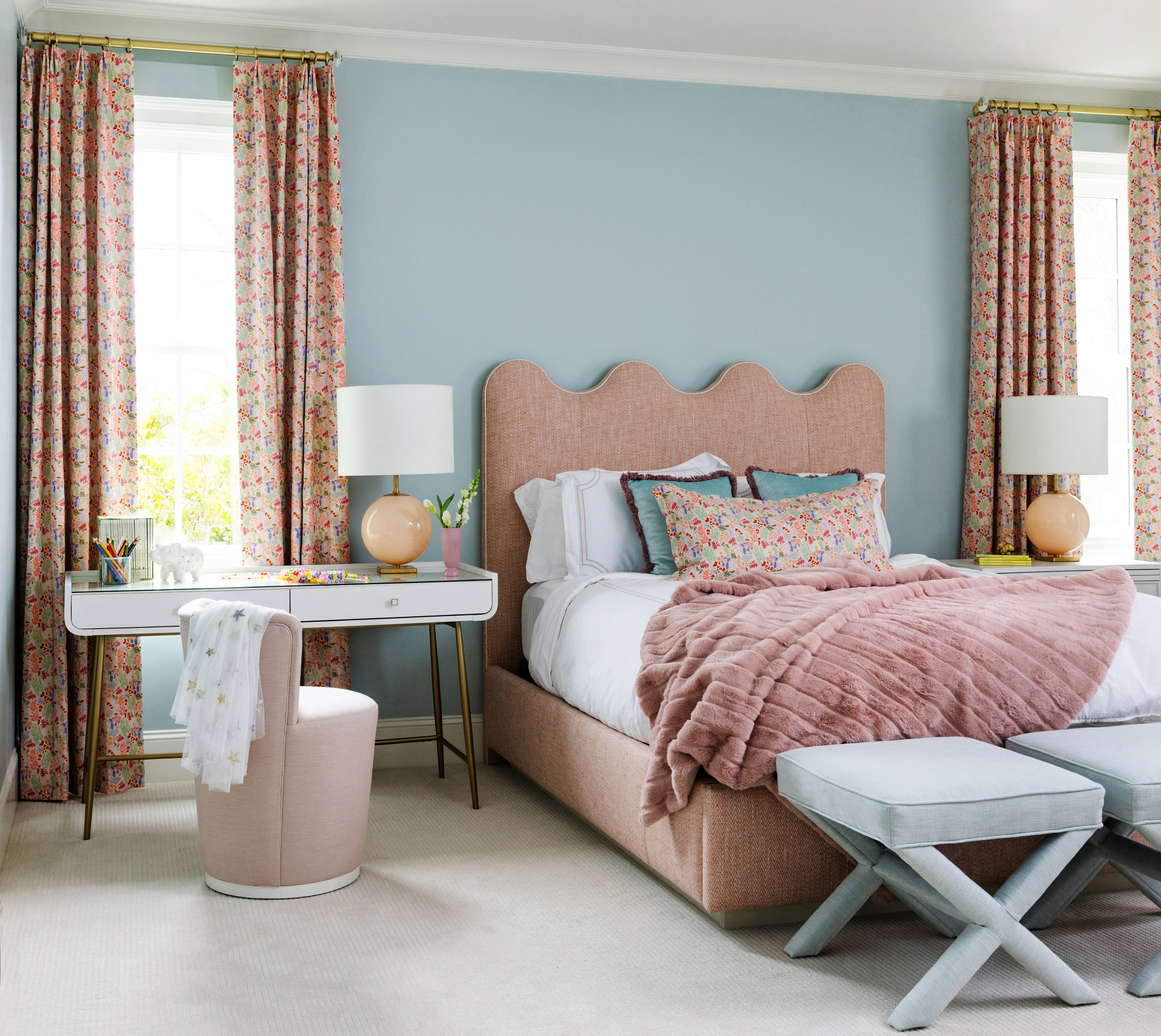 Transitional Southern interior design, home tour featuring a transitional home decor style bedroom