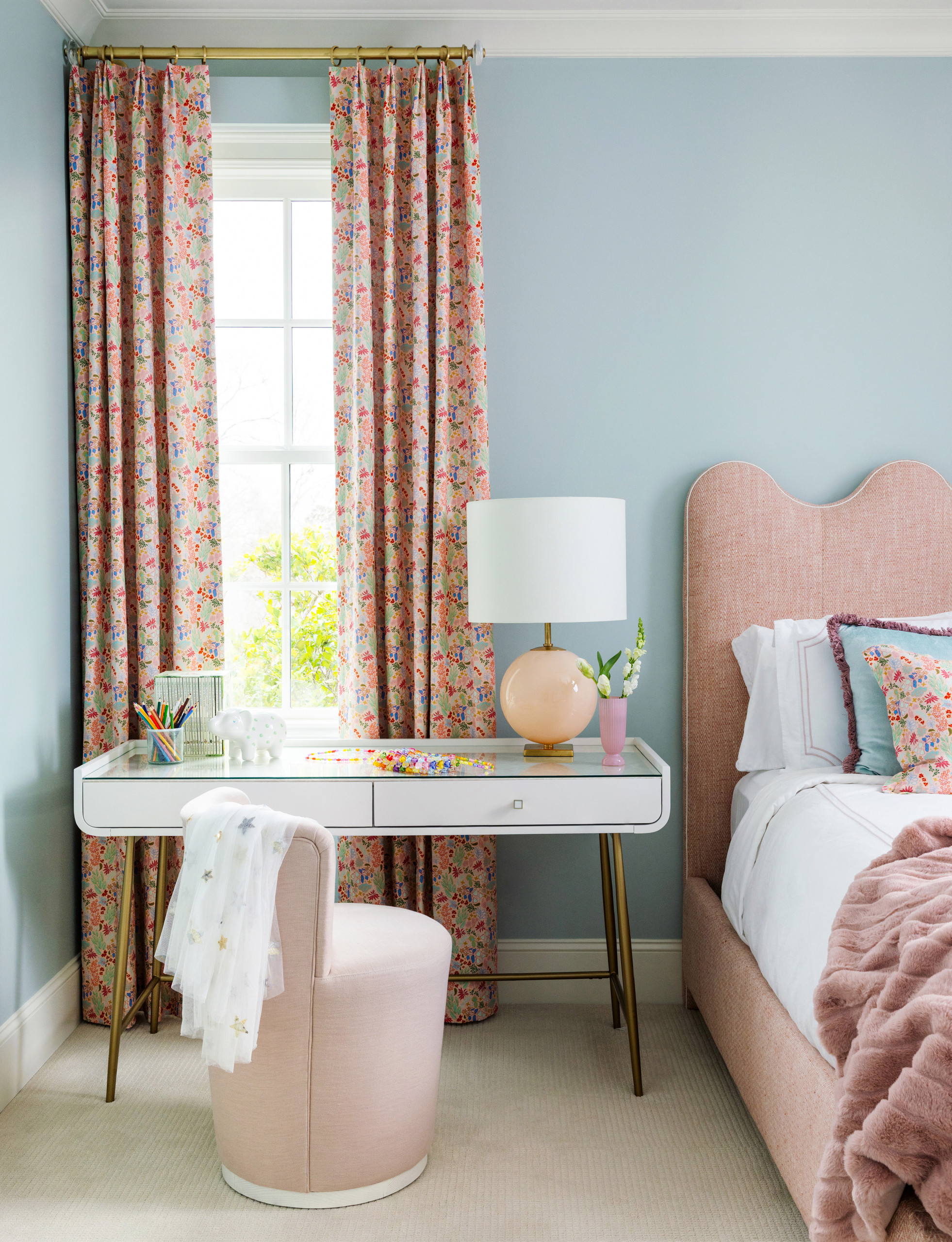 Transitional Southern interior design, home tour featuring a transitional home decor style bedroom