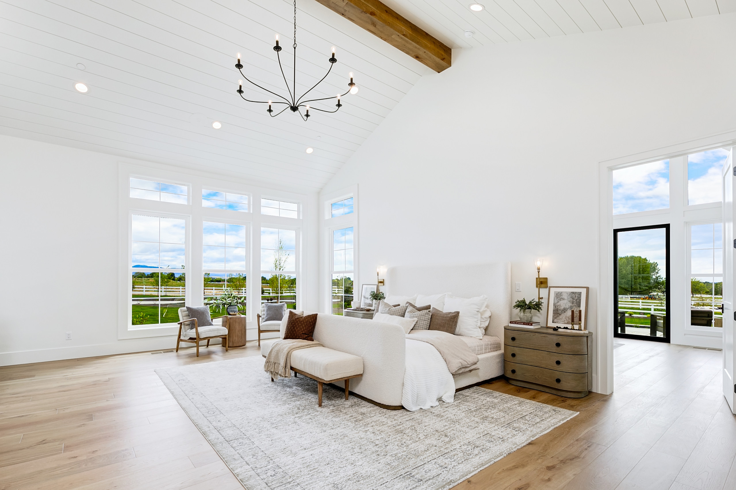 Transitional interior design bedroom featured in Home tour