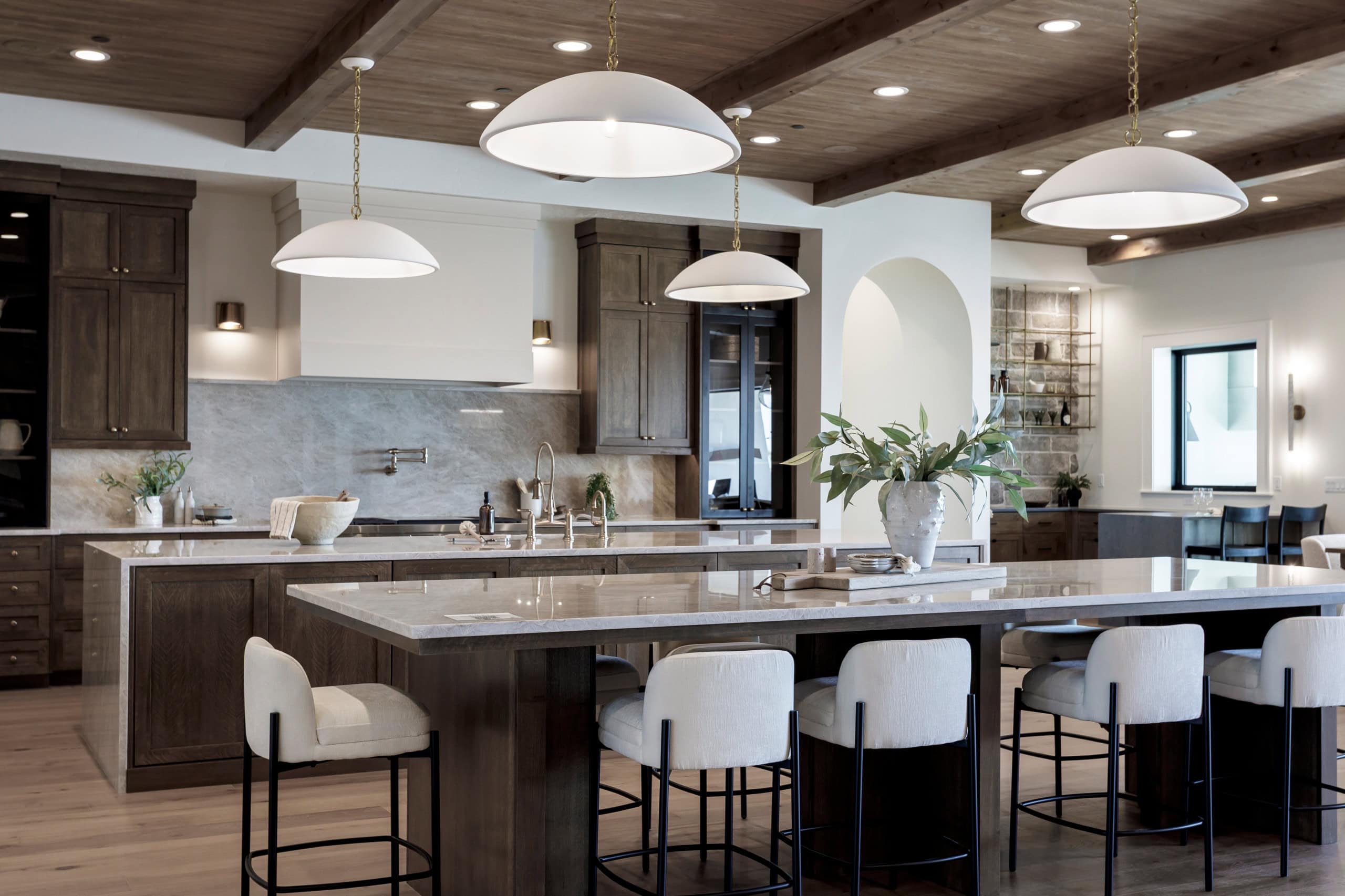 Transitional interior design kitchen featured in Home tour