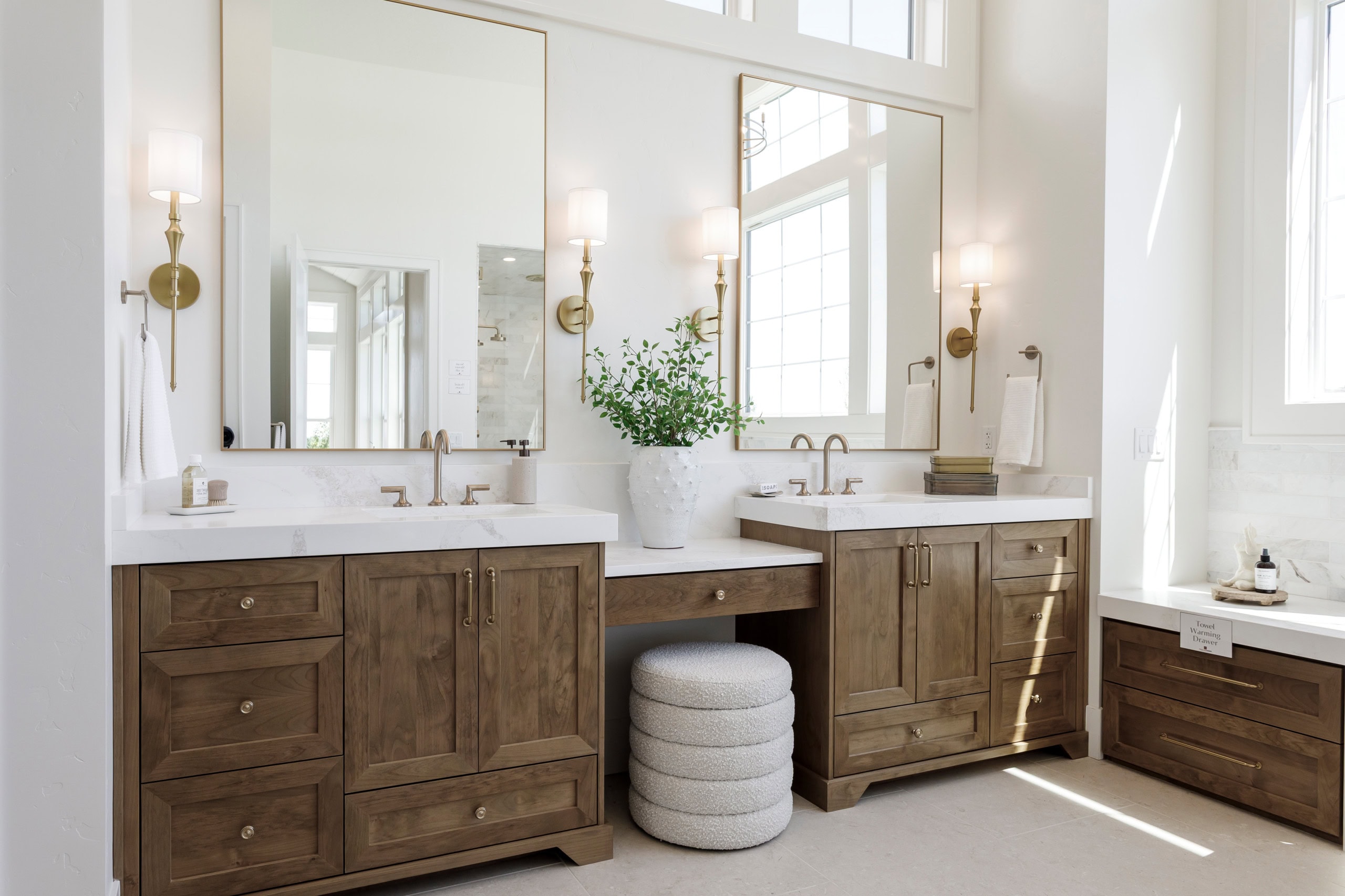 Transitional interior design bathroom featured in Home tour