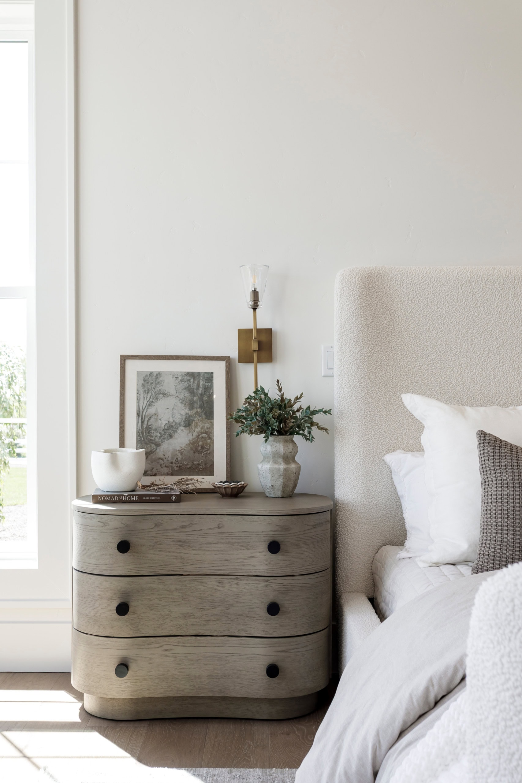 Transitional interior design bedroom featured in Home tour