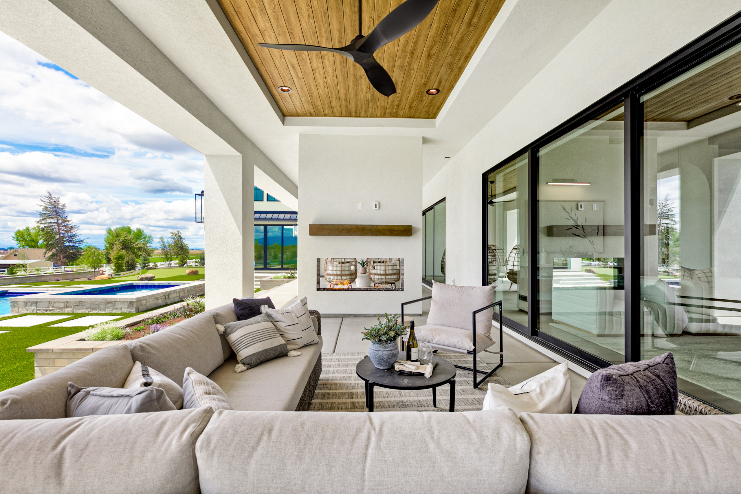 Transitional interior design patio featured in Home tour