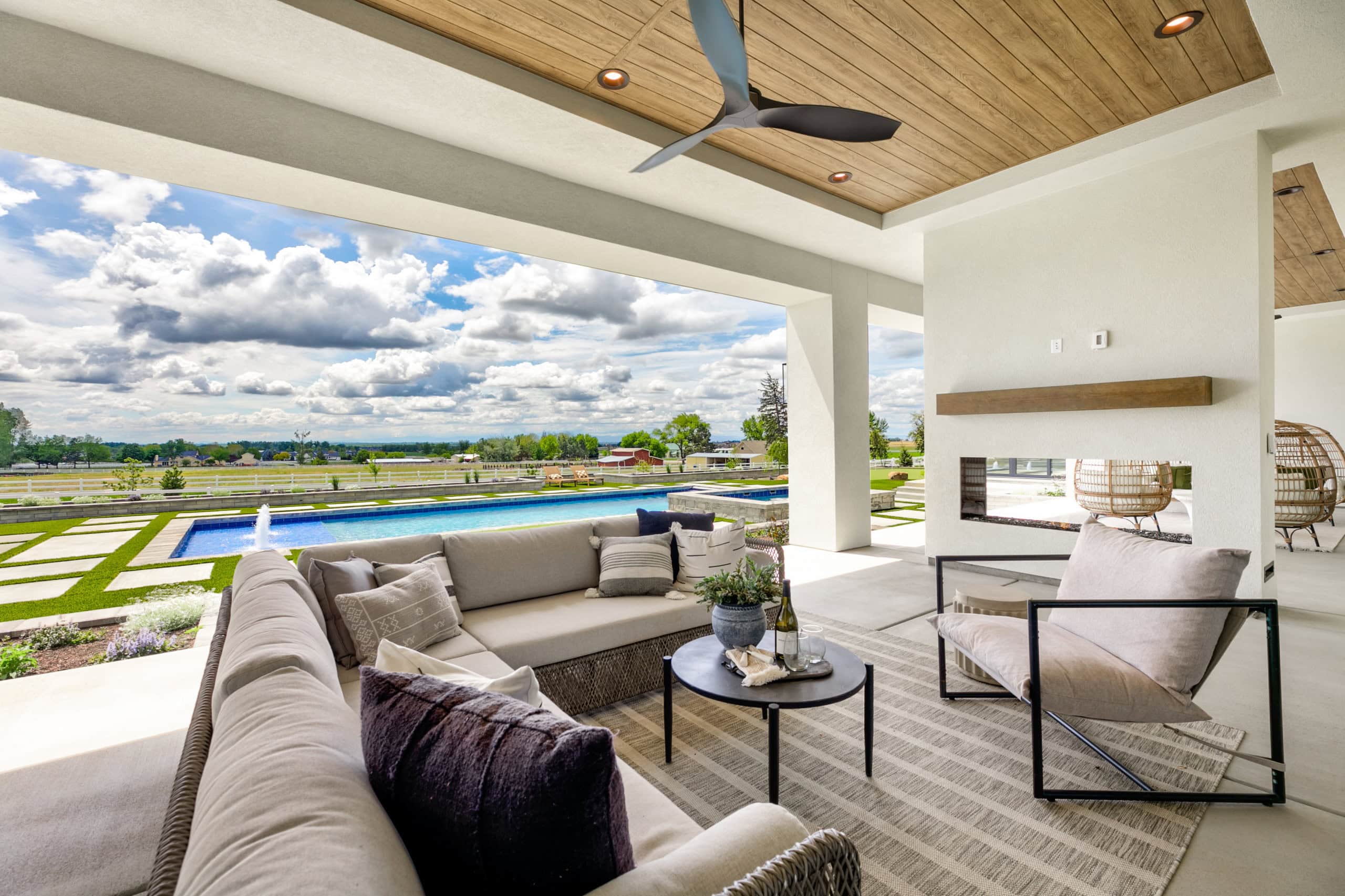 Transitional interior design patio featured in Home tour