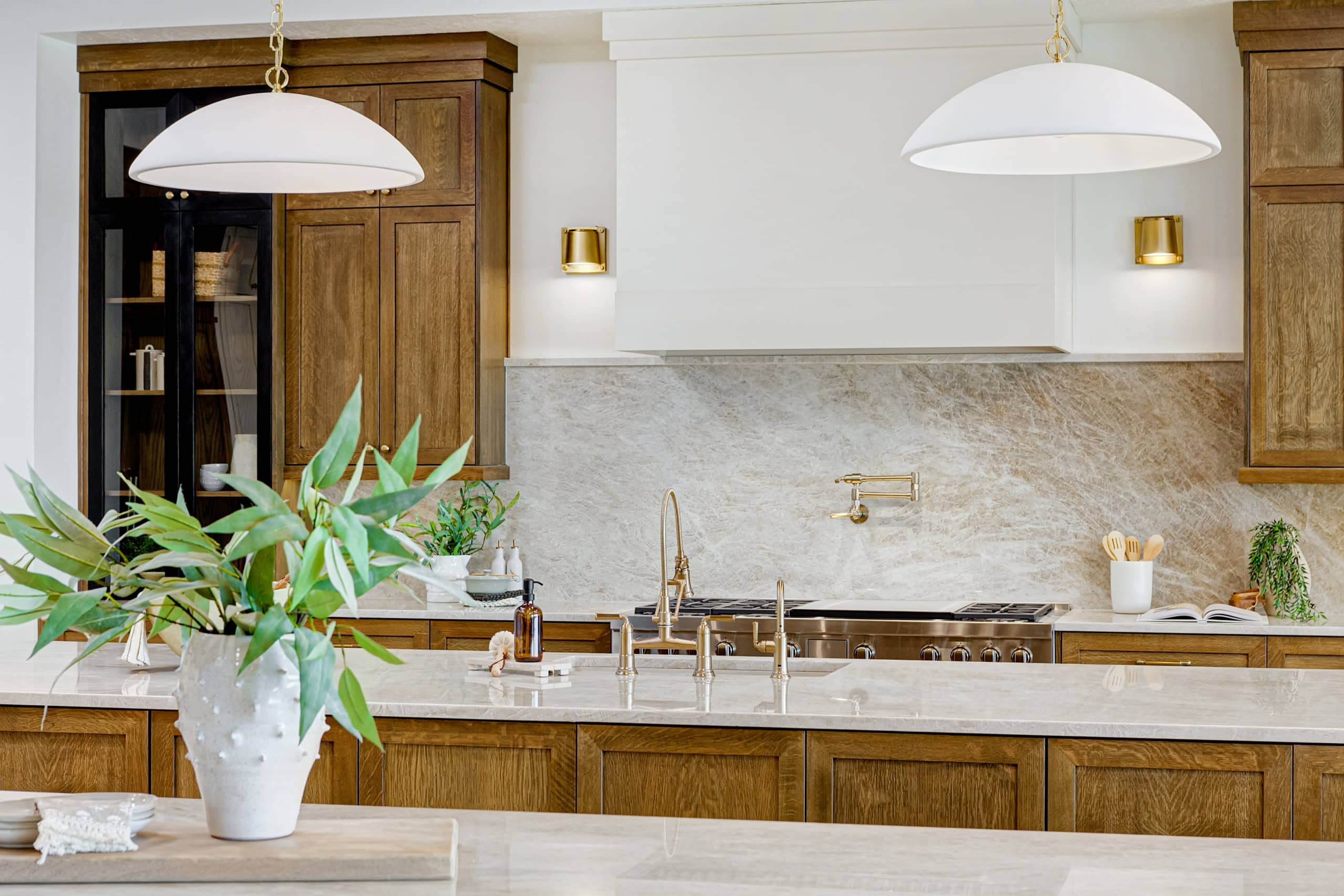 Transitional interior design kitchen featured in Home tour