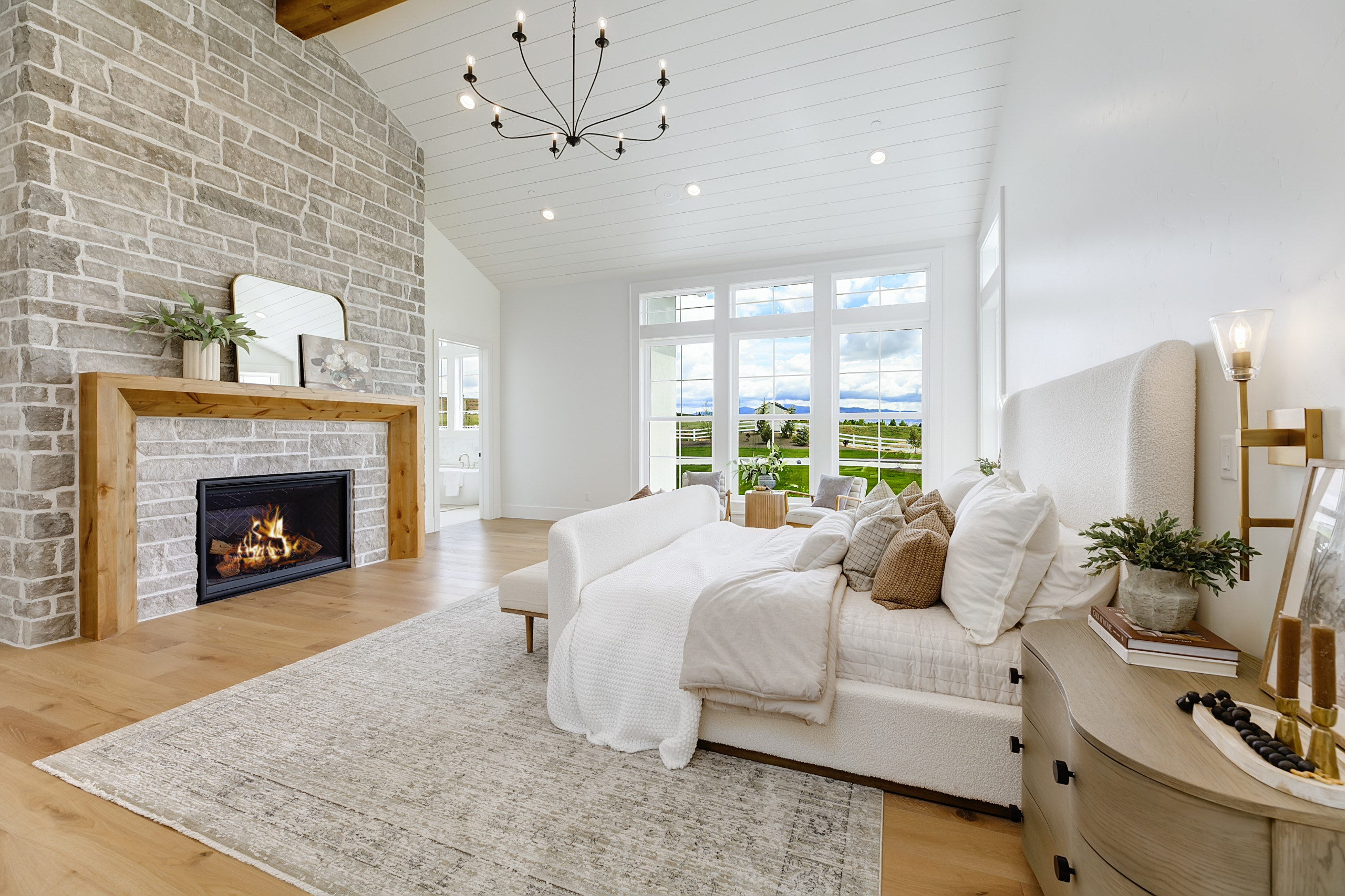 Transitional interior design bedroom featured in Home tour