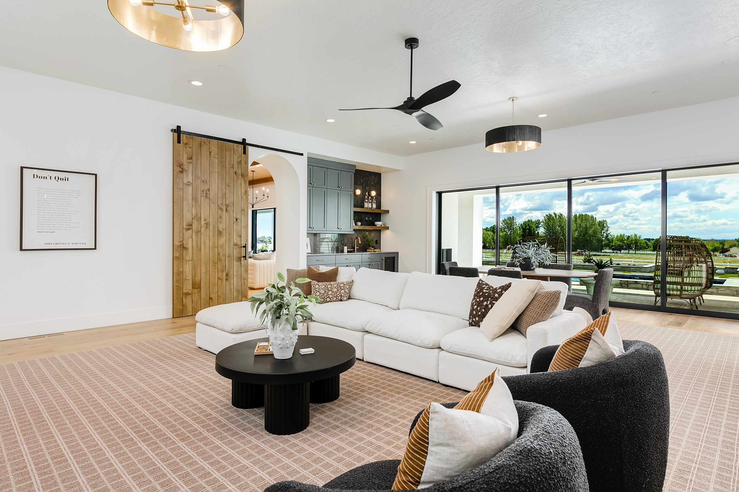 Transitional interior design living oom featured in Home tour