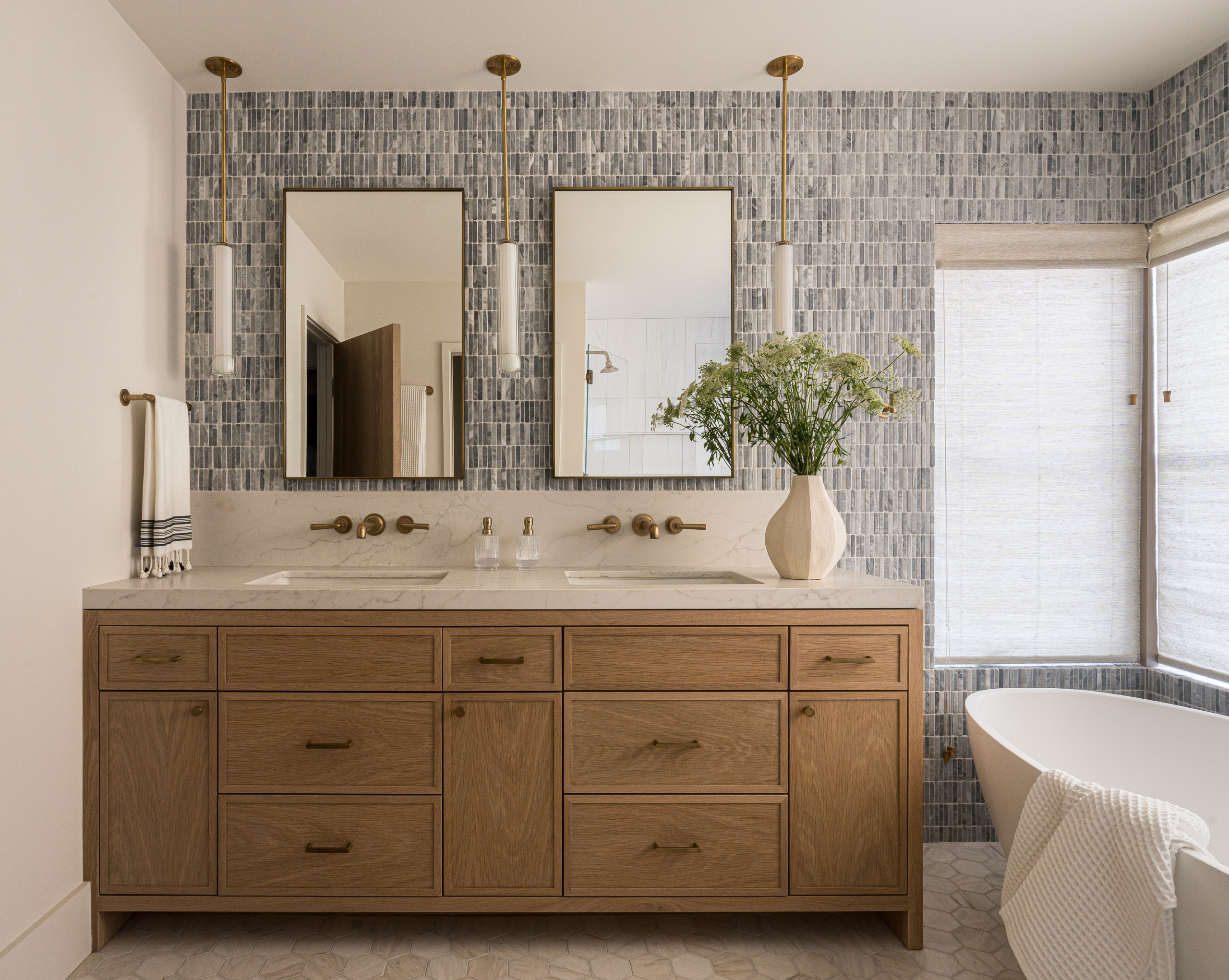 Bathroom in modern transitional decor style featured in Wine Country Luxury home tour