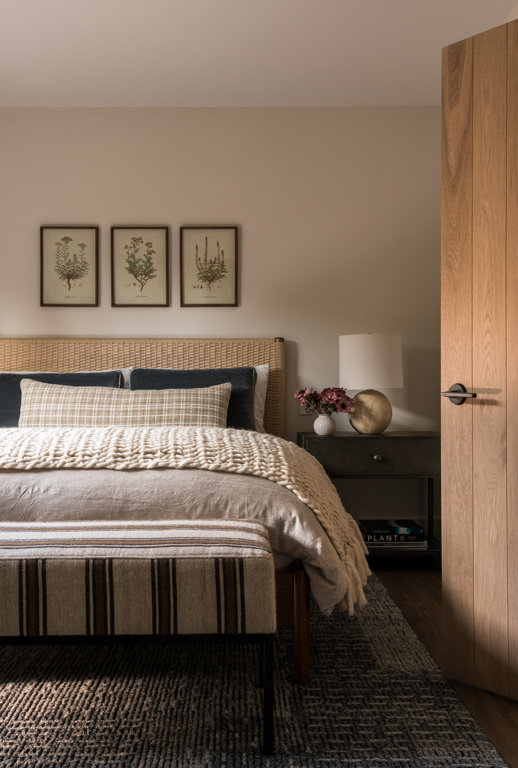 Bedroom in modern transitional decor style featured in Wine Country Luxury home tour