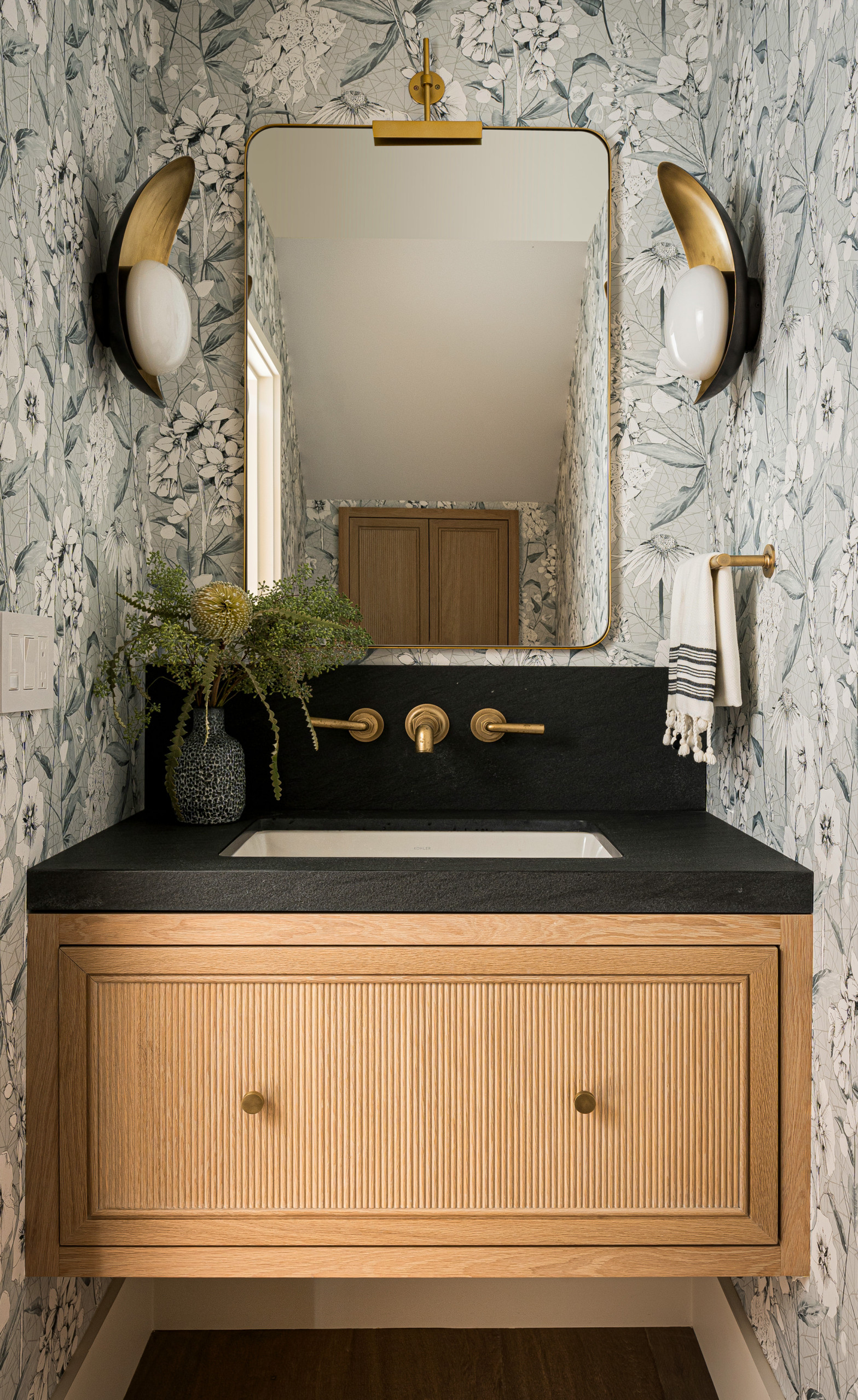 Bathroom in modern transitional decor style featured in Wine Country Luxury home tour