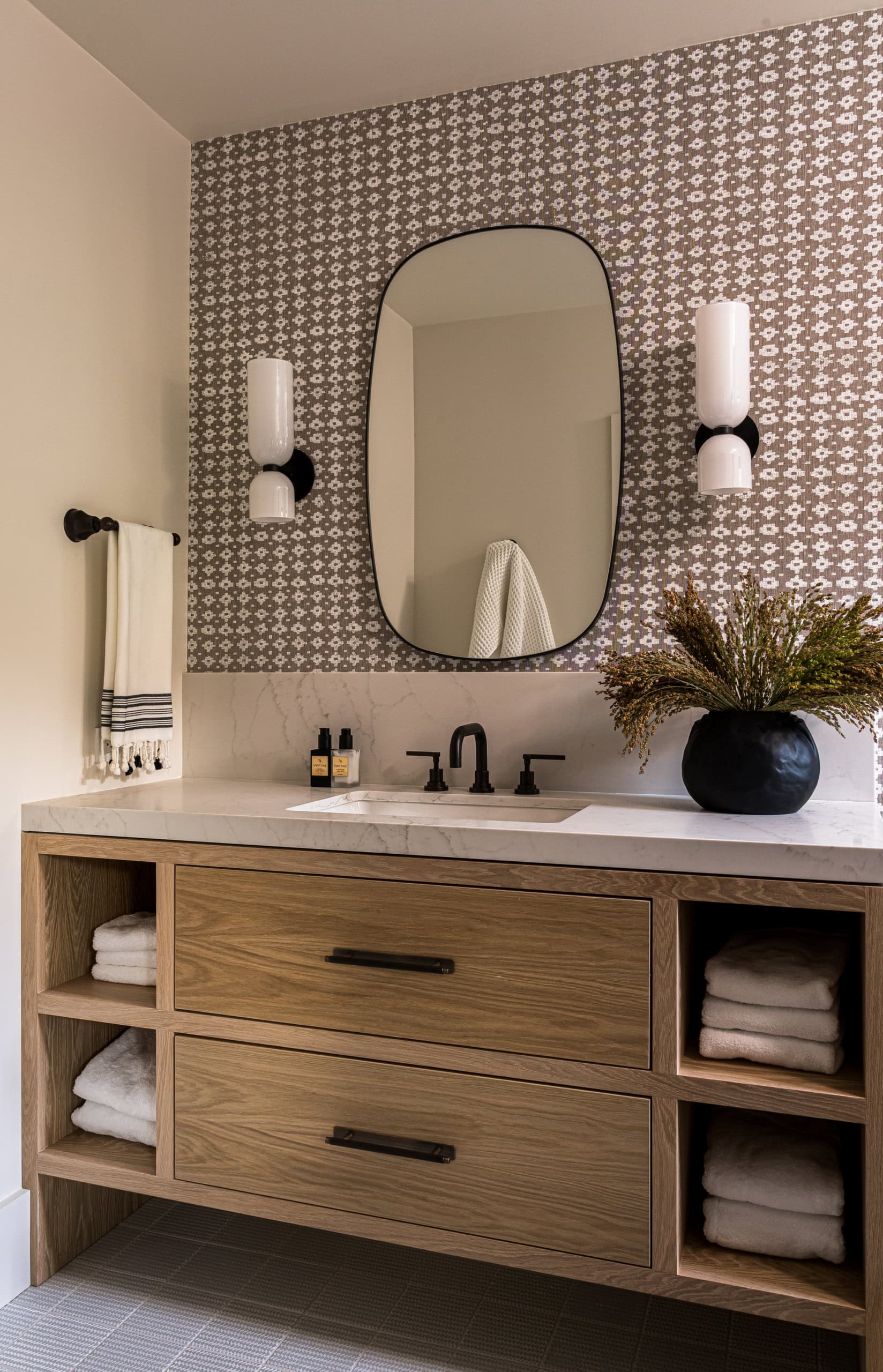 Bathroom in modern transitional decor style featured in Wine Country Luxury home tour