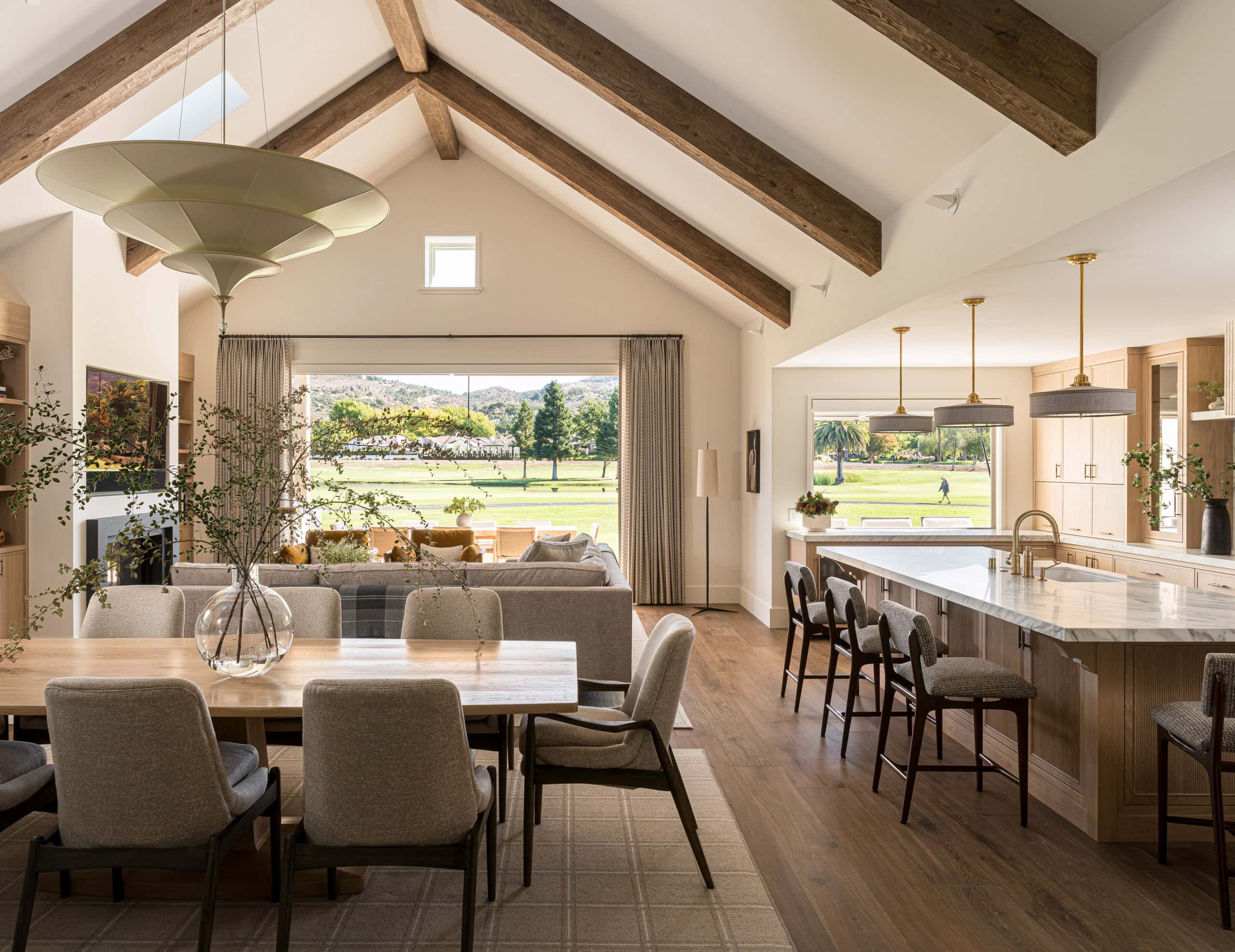 Open concept dining room in modern transitional decor style featured in Wine Country Luxury home tour