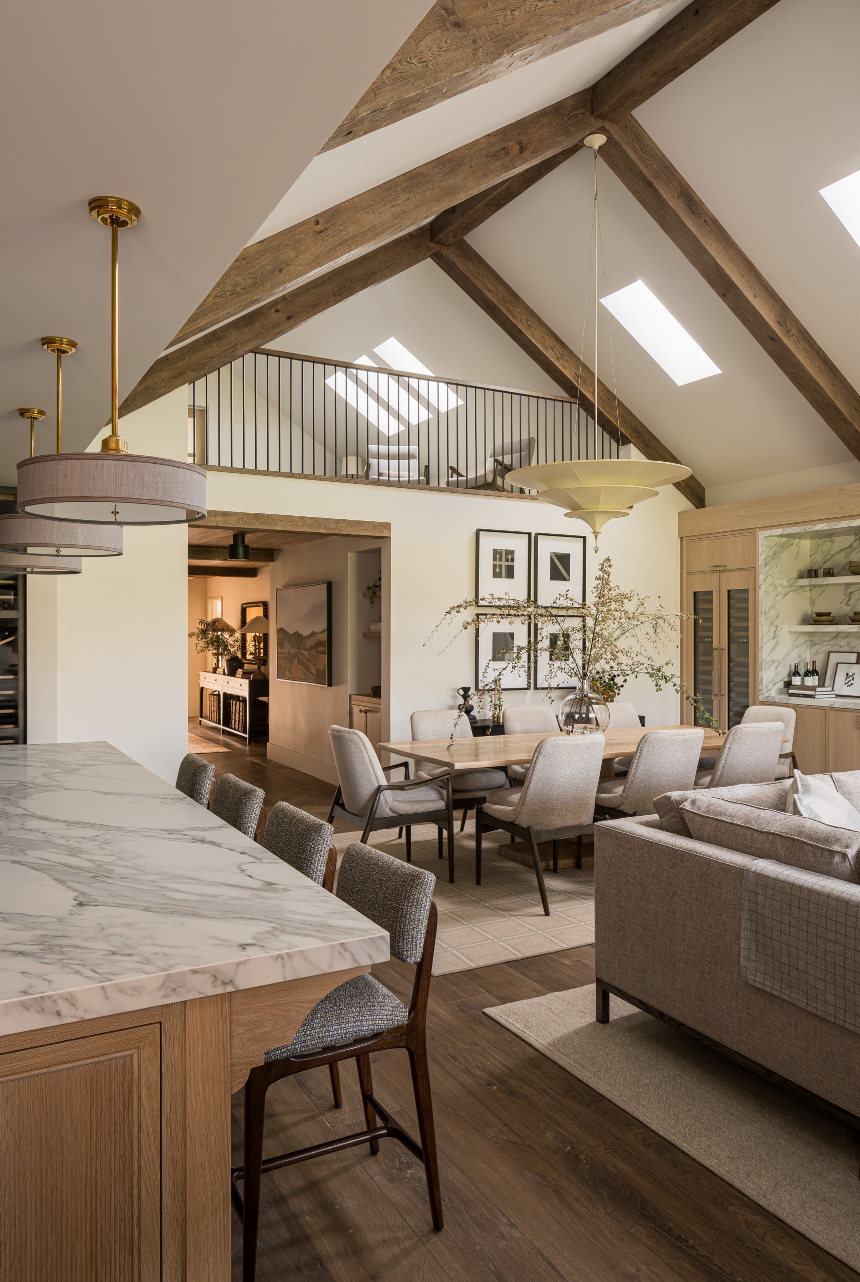 Open concept dining room in modern transitional decor style featured in Wine Country Luxury home tour