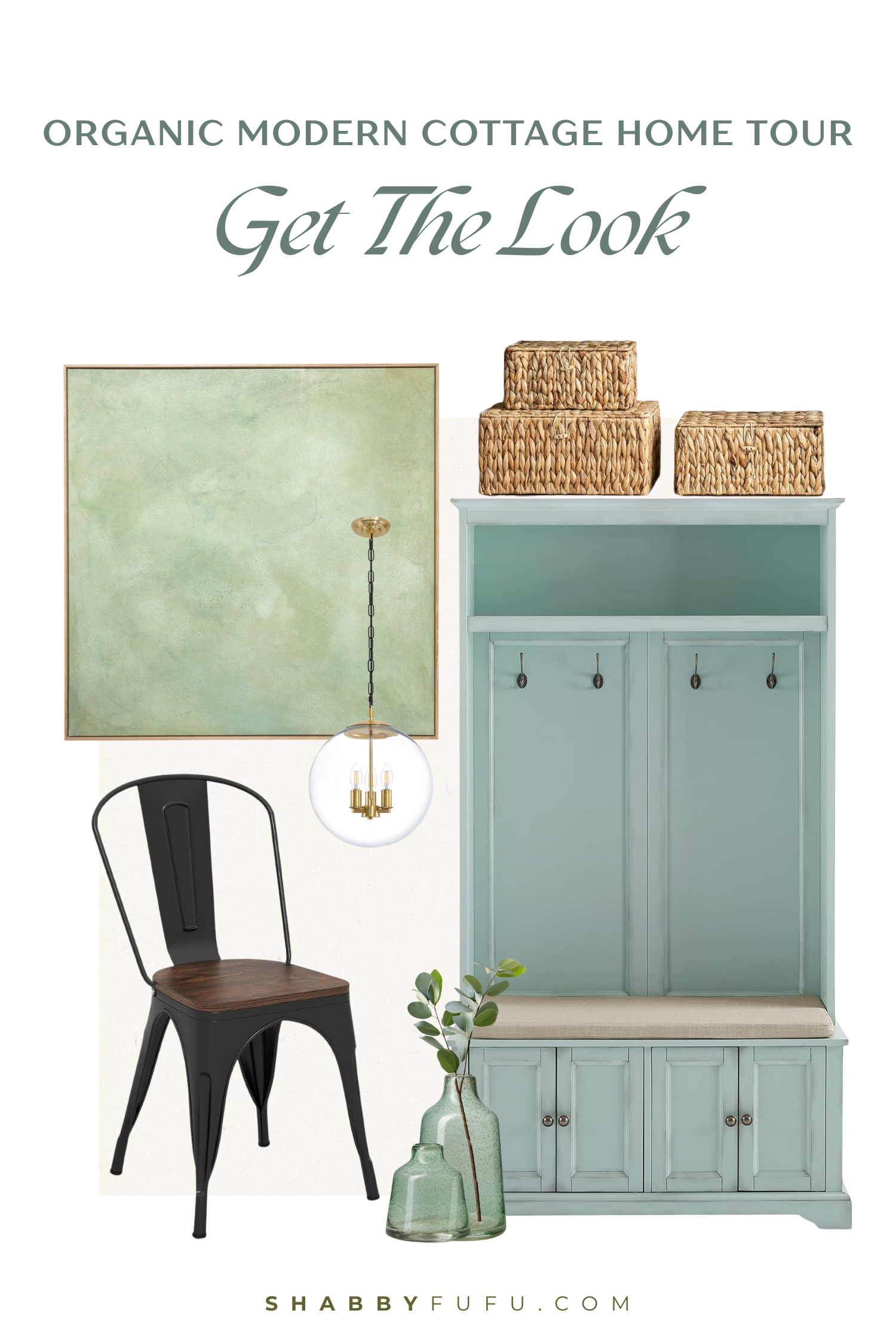 Home tour organic modern cottage featuring collage with home decor products