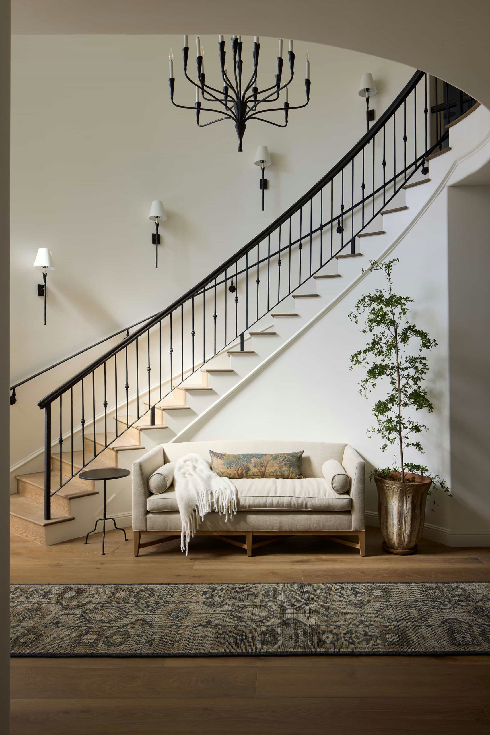 Modern Mediterranean lakeside home tour entryroom