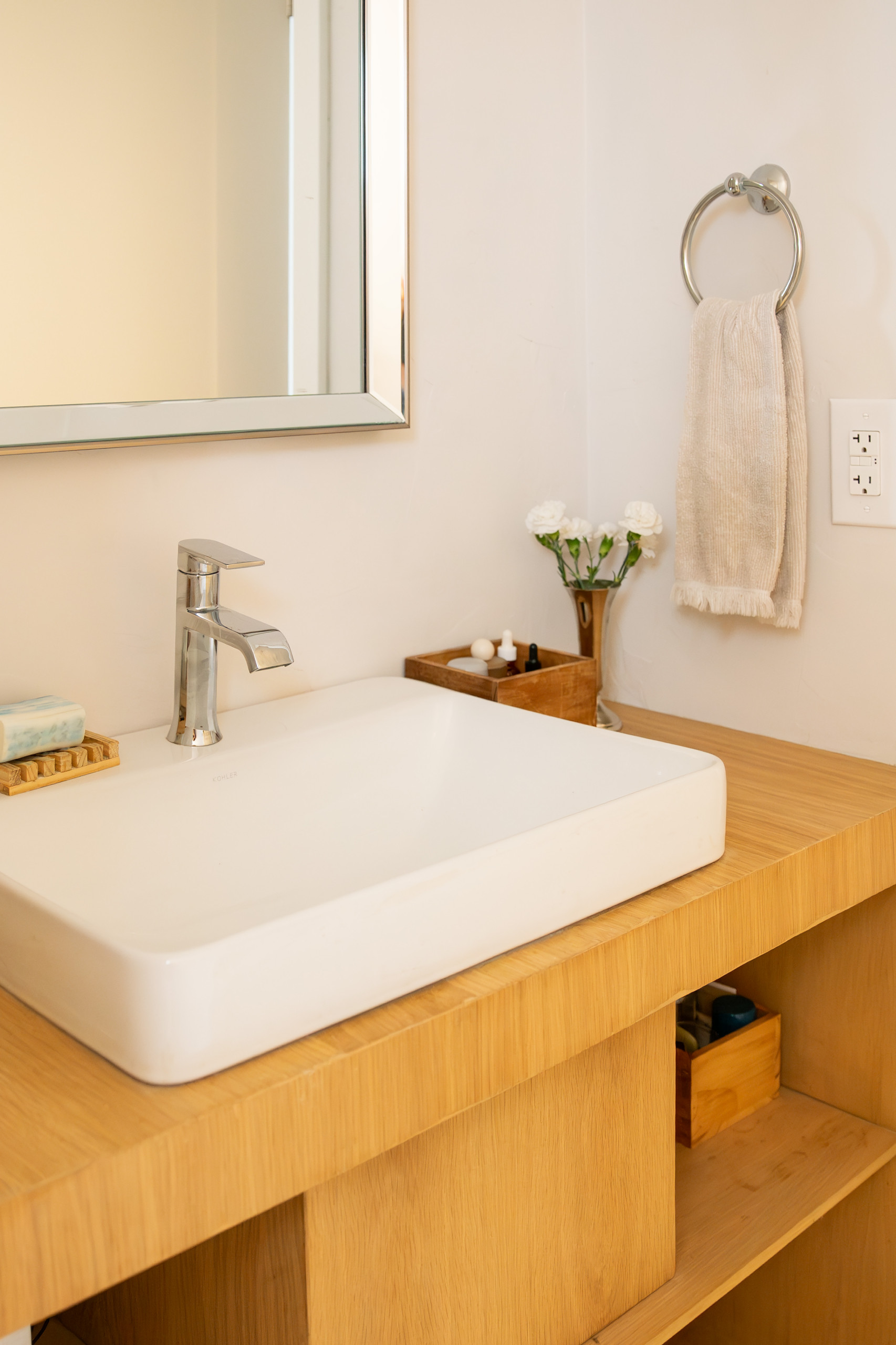 modern organic interiors showcased in home tour featuring a bathroom snapshot