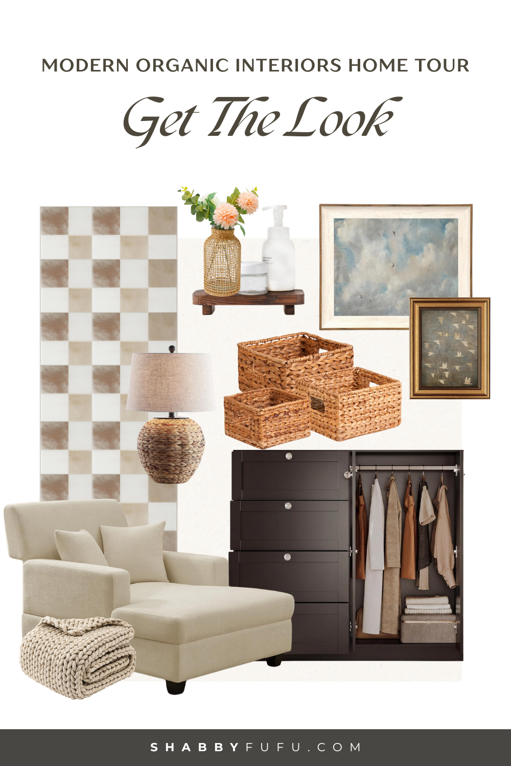 modern organic interiors collage with Amazon decor inspired by the home tour