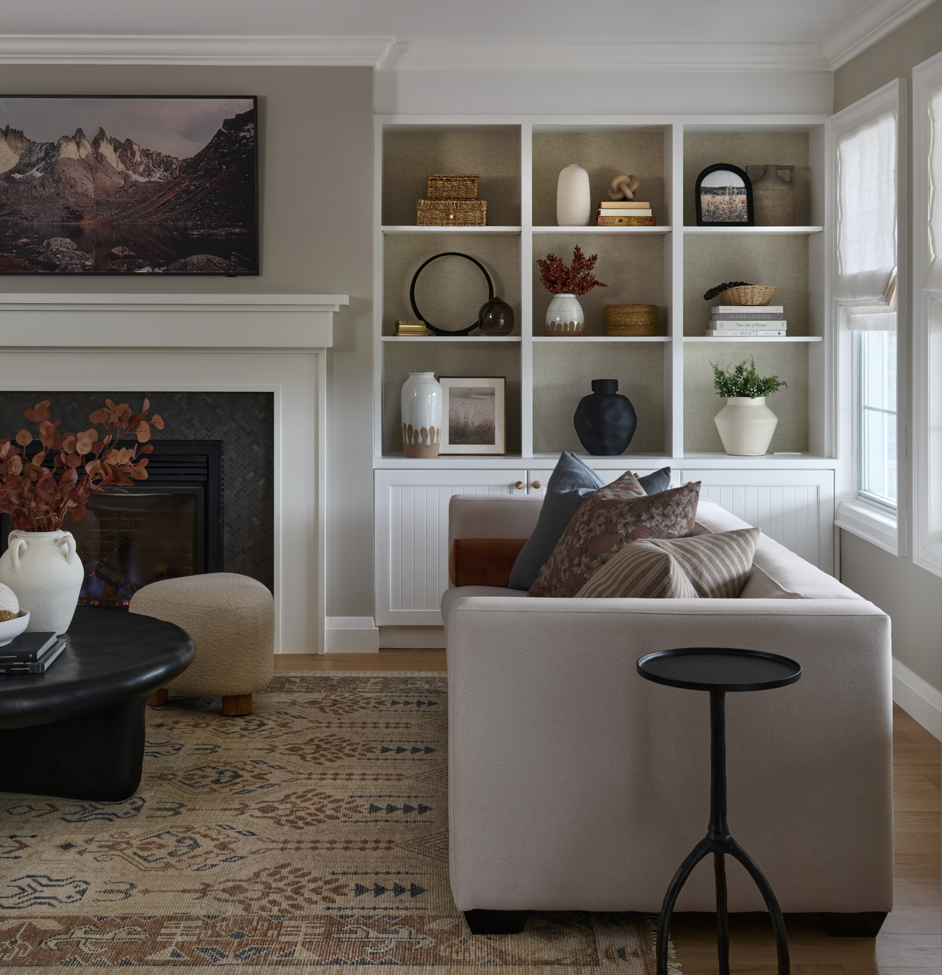 Living room from the home tour “Project Roanoke: A Warm and Welcoming Modern Transitional Home Tour in Toronto”