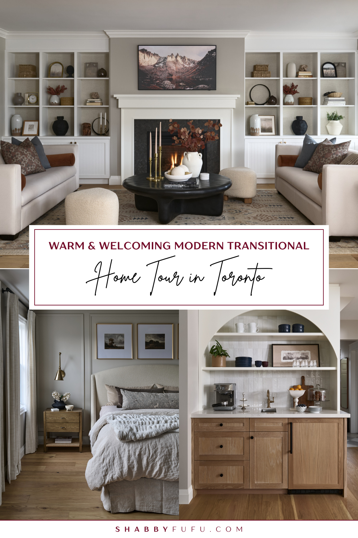 Pinterest graphic for the home tour “Project Roanoke: A Warm and Welcoming Modern Transitional Home Tour in Toronto”