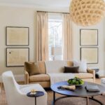 Living room with transitional historical renovation in New England featured of Styled and Comfortable Family Home Tour