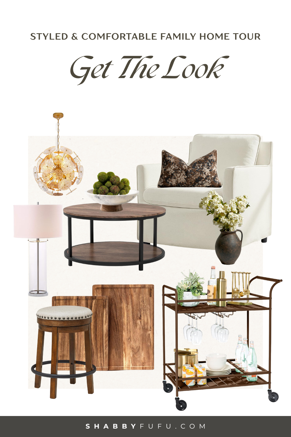 Collage featuring amazon decor accents inspired by the Styled and Comfortable Family Home Tour