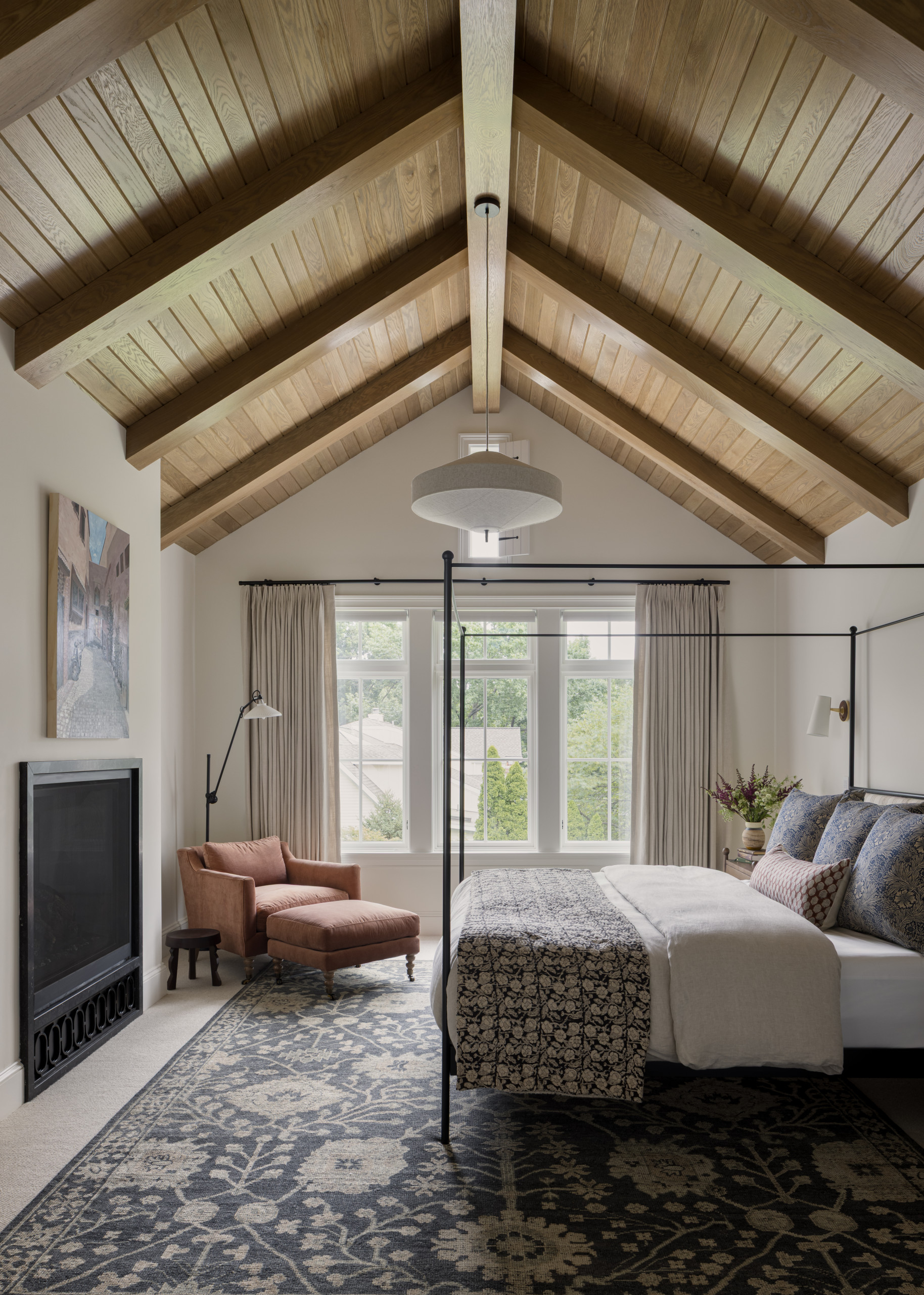 Bedroom featured in Lee Boulevard Home Tour as an example of a Historic Home Renovation with a transitional modern heritage style.