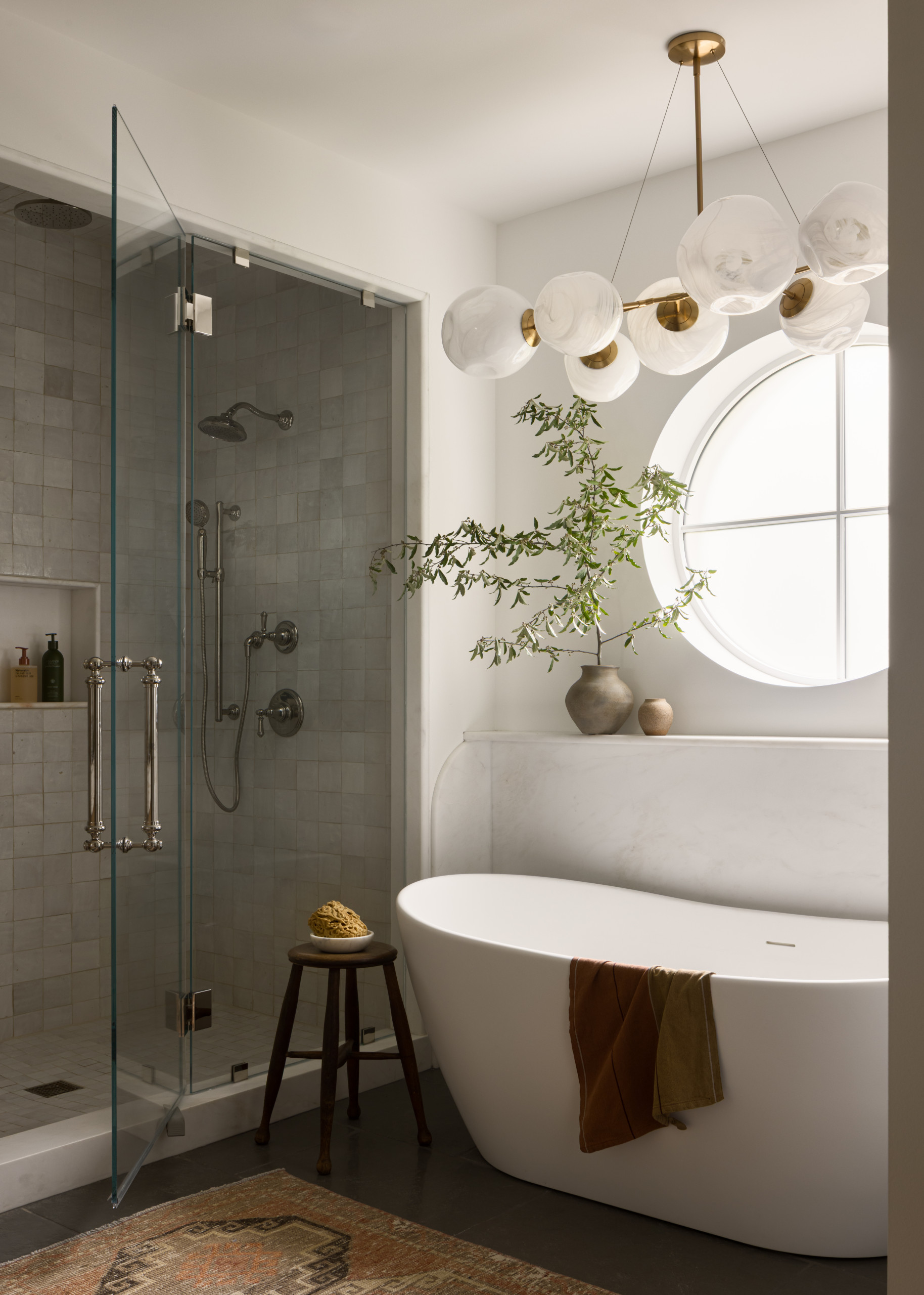 Bathroom featured in Lee Boulevard Home Tour as an example of a Historic Home Renovation with a transitional modern heritage style.