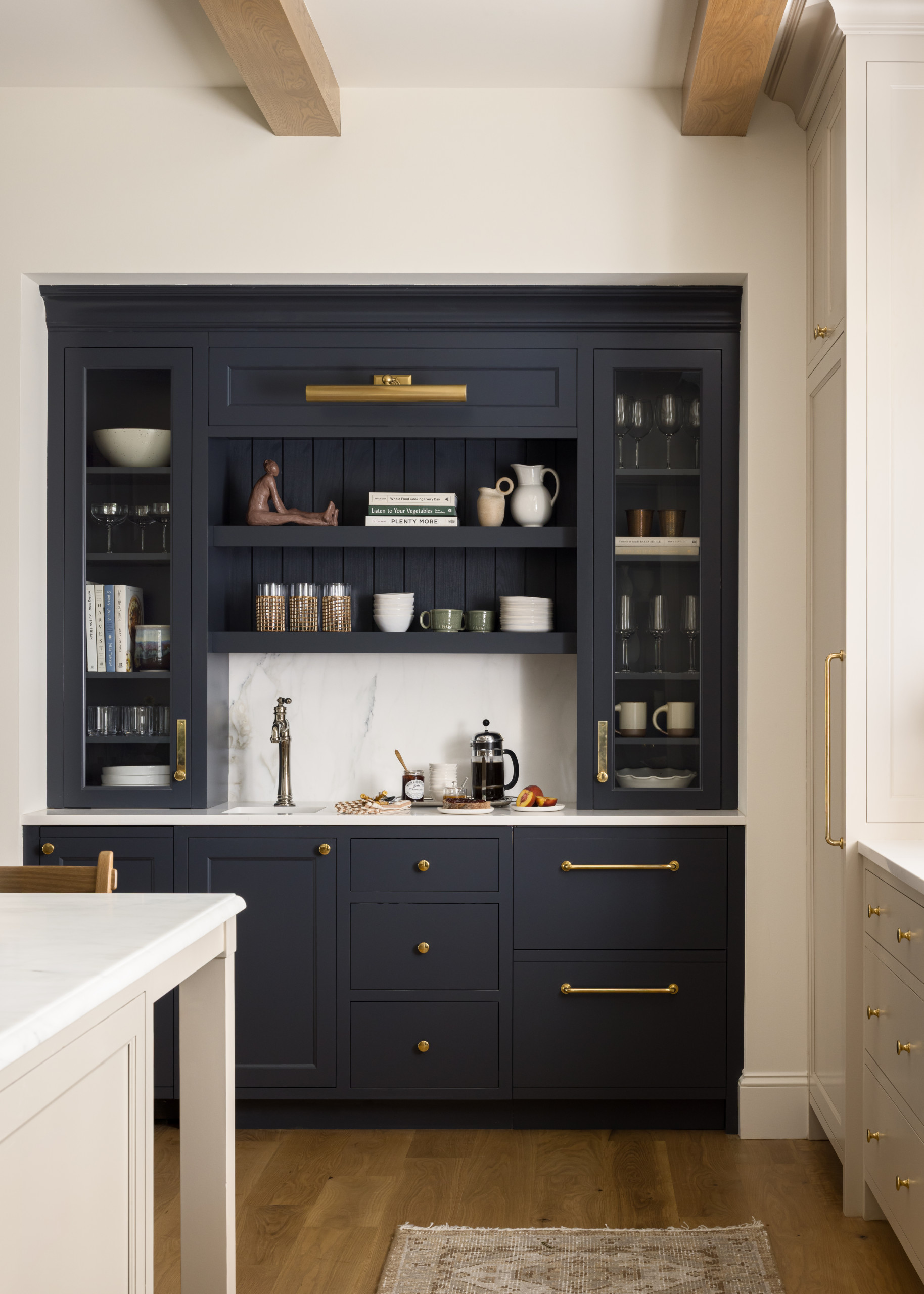 Kitchen featured in Lee Boulevard Home Tour as an example of a Historic Home Renovation with a transitional modern heritage style.