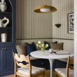 Breakfast nook featured in Lee Boulevard Home Tour as an example of a Historic Home Renovation with a transitional modern heritage style.