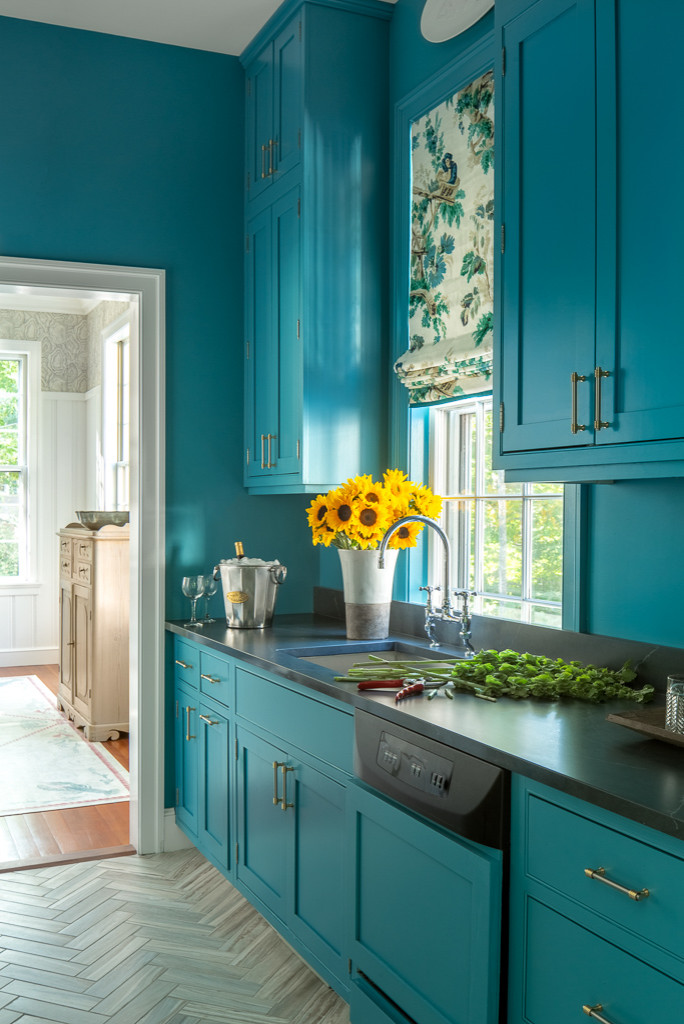 Coastal home tour featuring beach house interiors with a modern take on traditional style fwaturing a kitchen's pantry