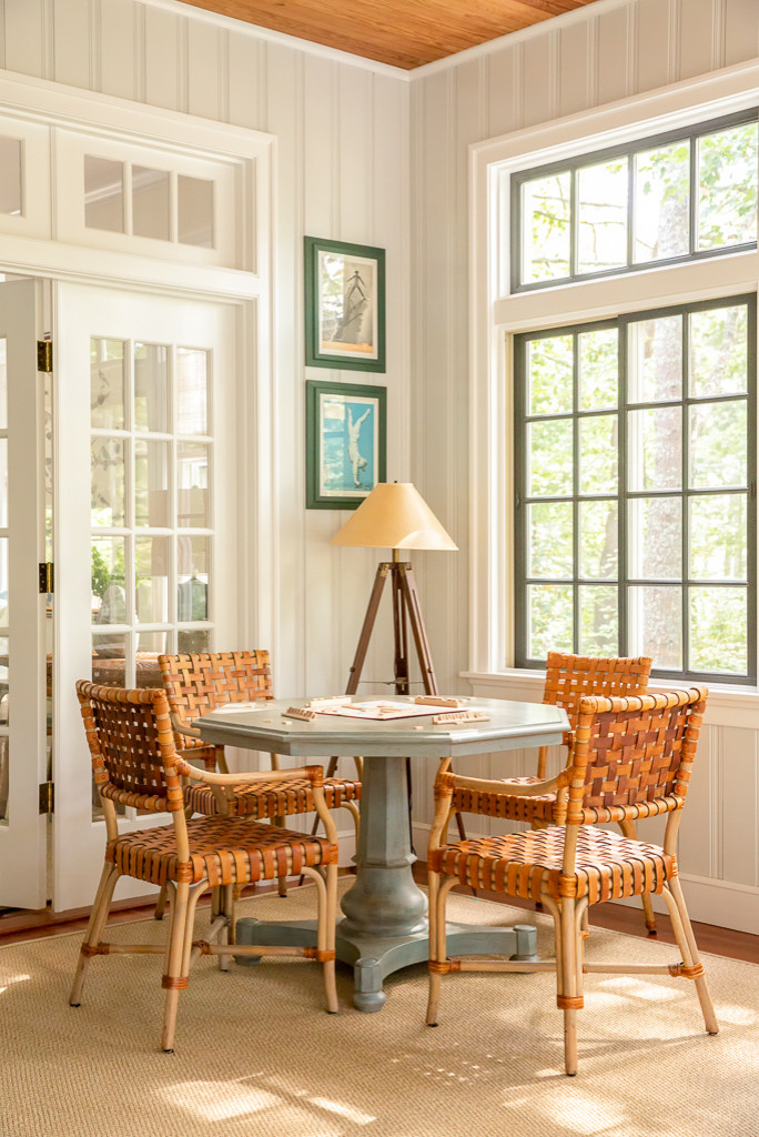 Coastal home tour featuring beach house interiors with a modern take on traditional style fwaturing a suroom