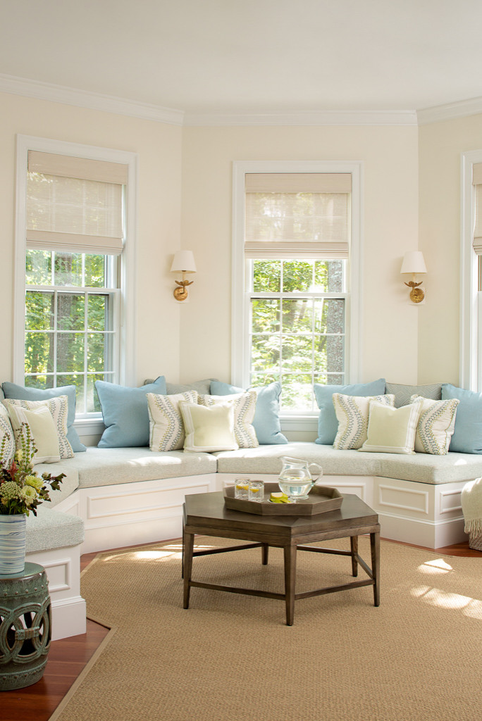 Coastal home tour featuring beach house interiors with a modern take on traditional style fwaturing a suroom