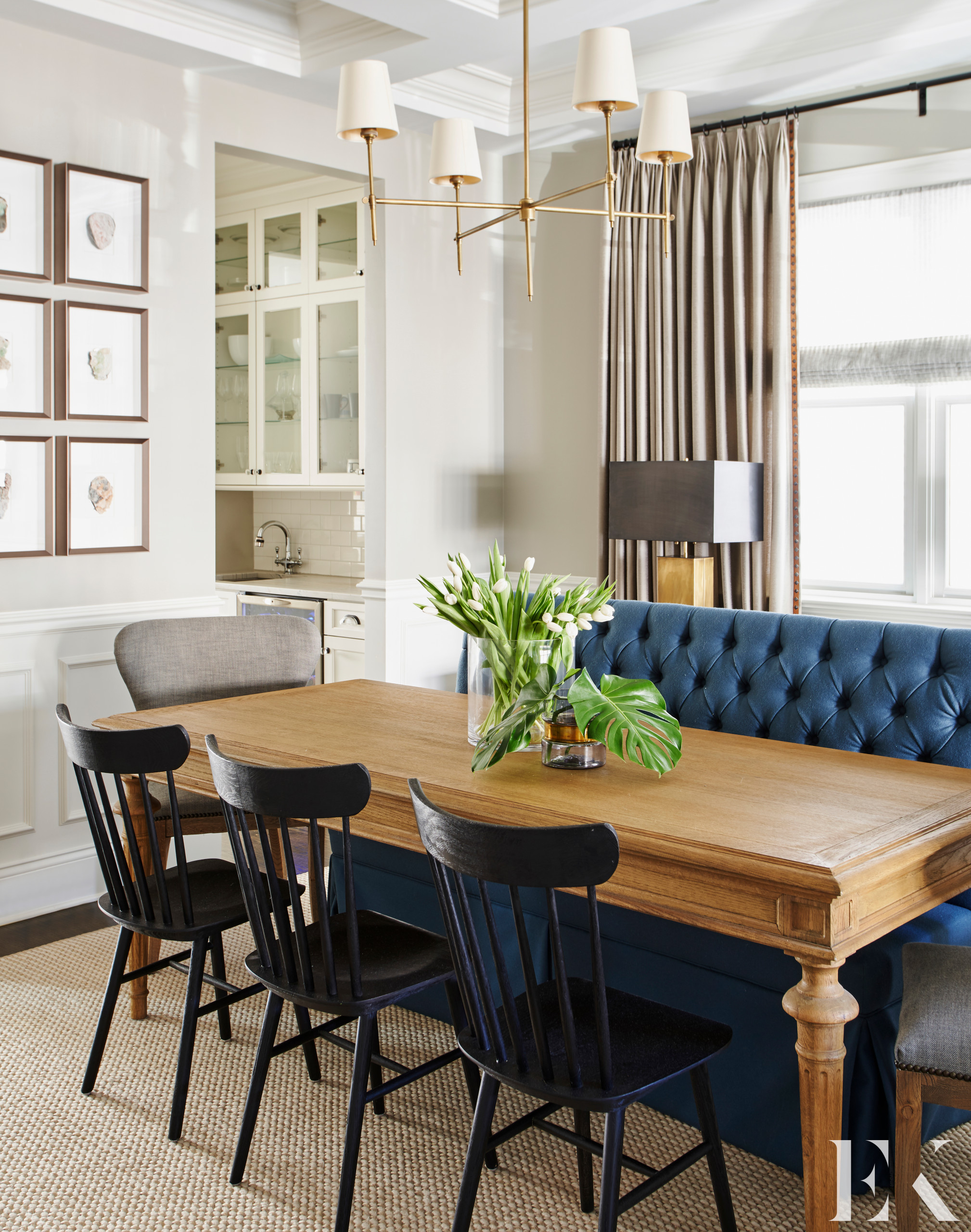 Family home tour featuring a dining room with a mix of traditional and contemporary style with cozy home decor