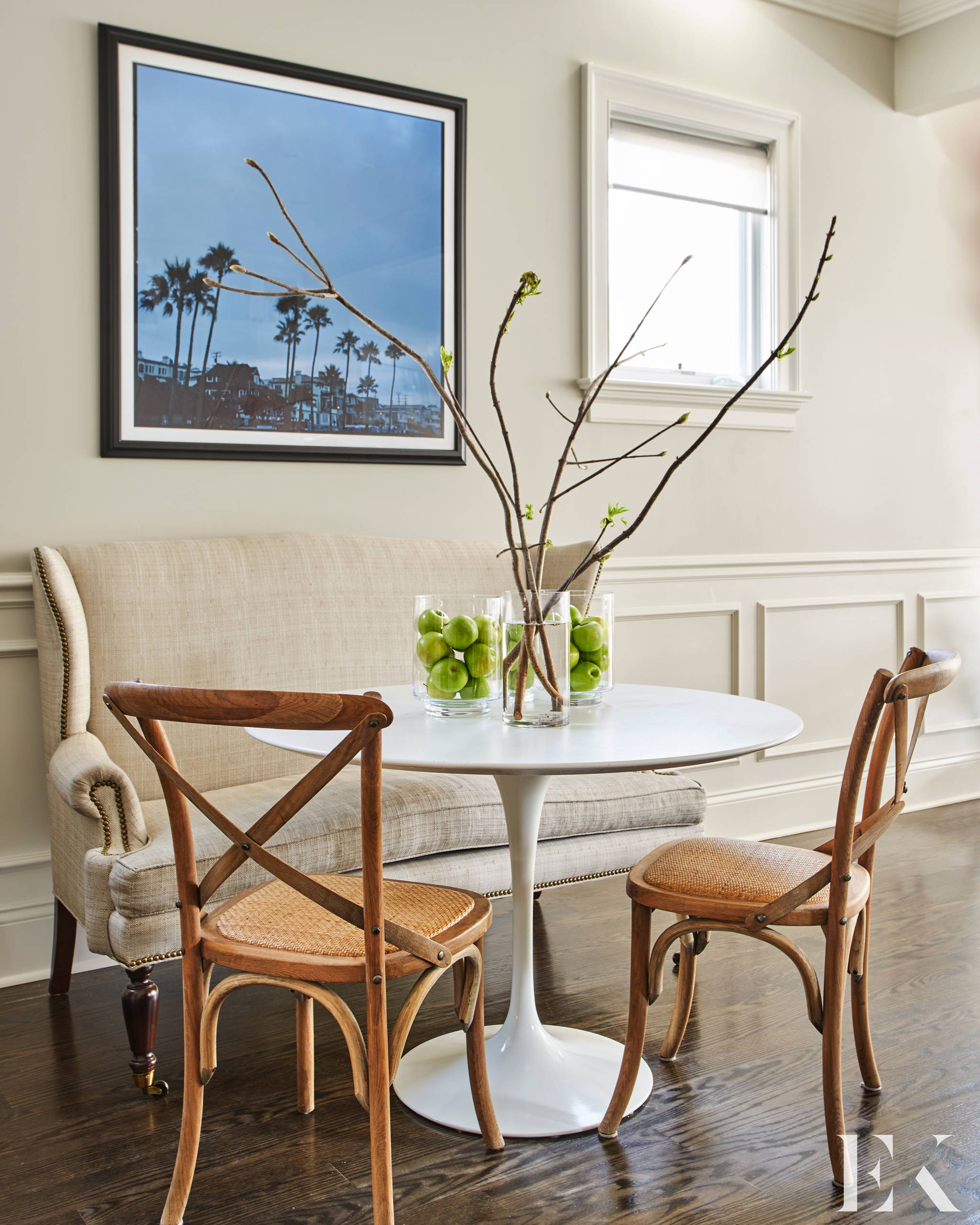 Family home tour featuring a breakfast nook with a cozy home decor style