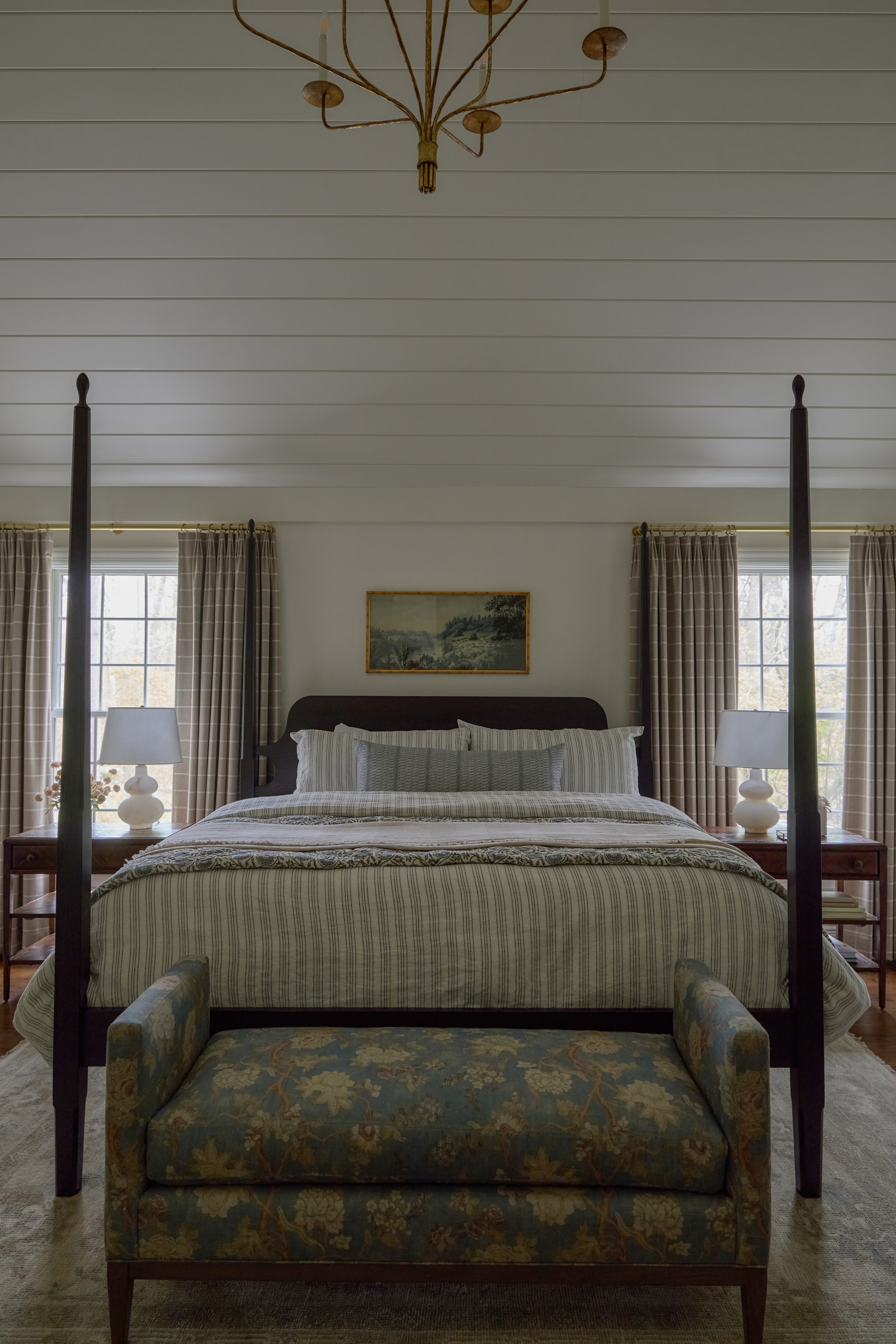 Modern farmhouse style home tour featuring a stylish bedroom