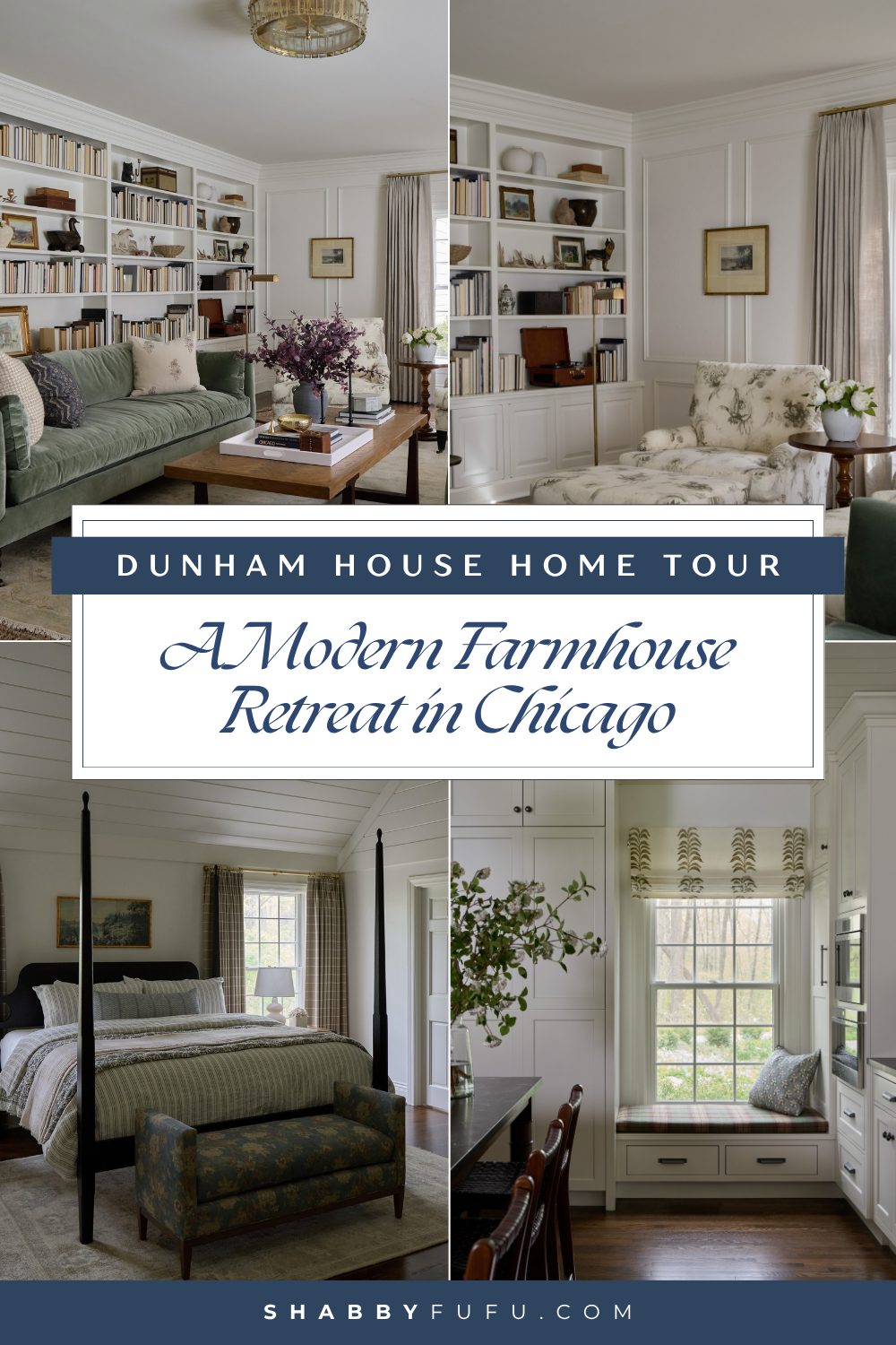 Pinterest collage featuring a modern farmhouse style home tour