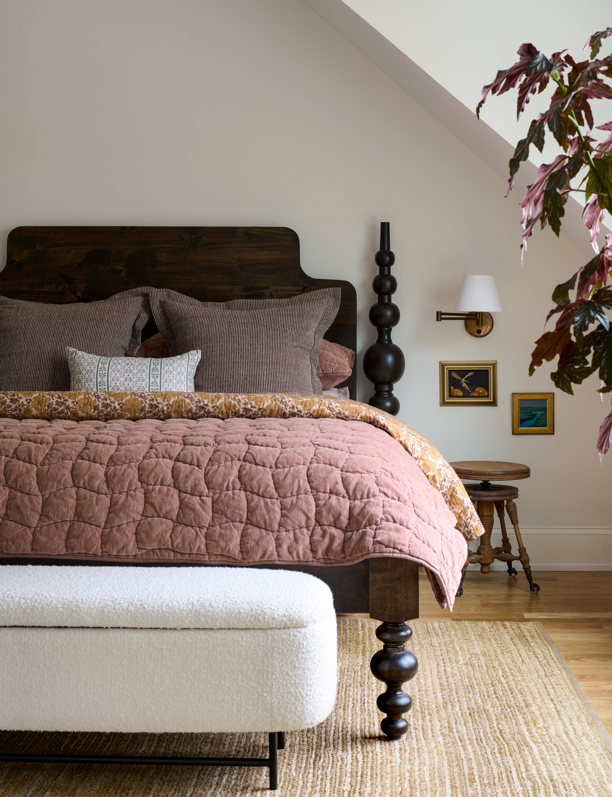 Bedroom from Seaside Colonial home tour designed by Beige and Bleu Design Studio in modern transitional heritage style.