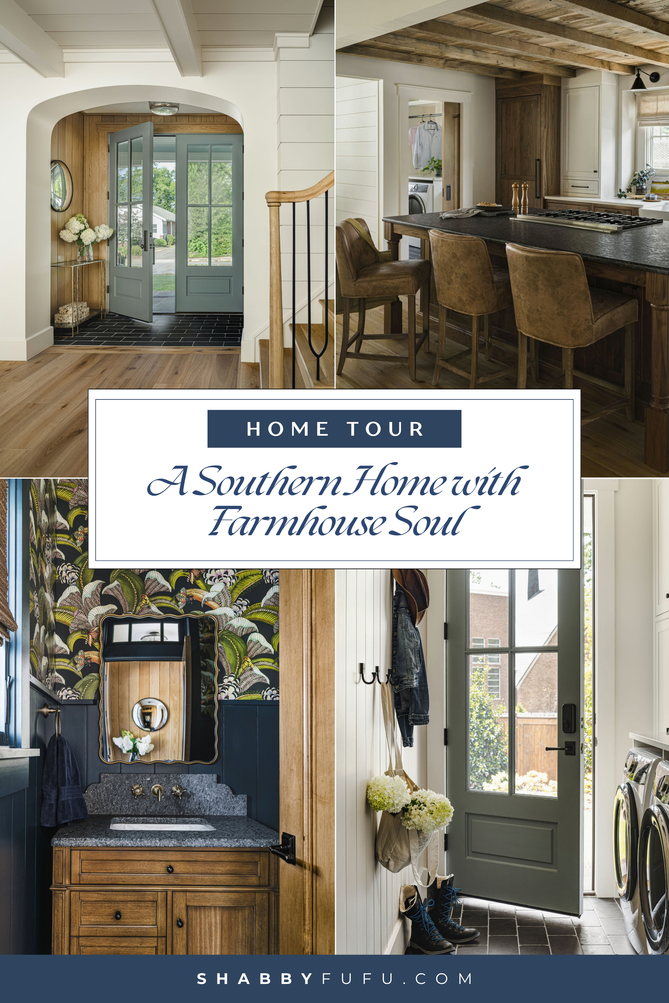 Pinterest collage featuring Davidson Village Charmer as a southern Home Tour