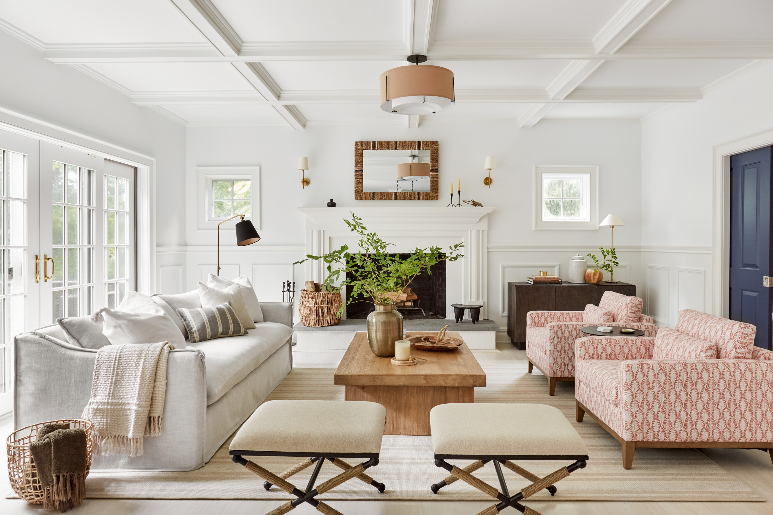 Coastal living room part of the Sag Harbor Full Home Renovation Home Tour