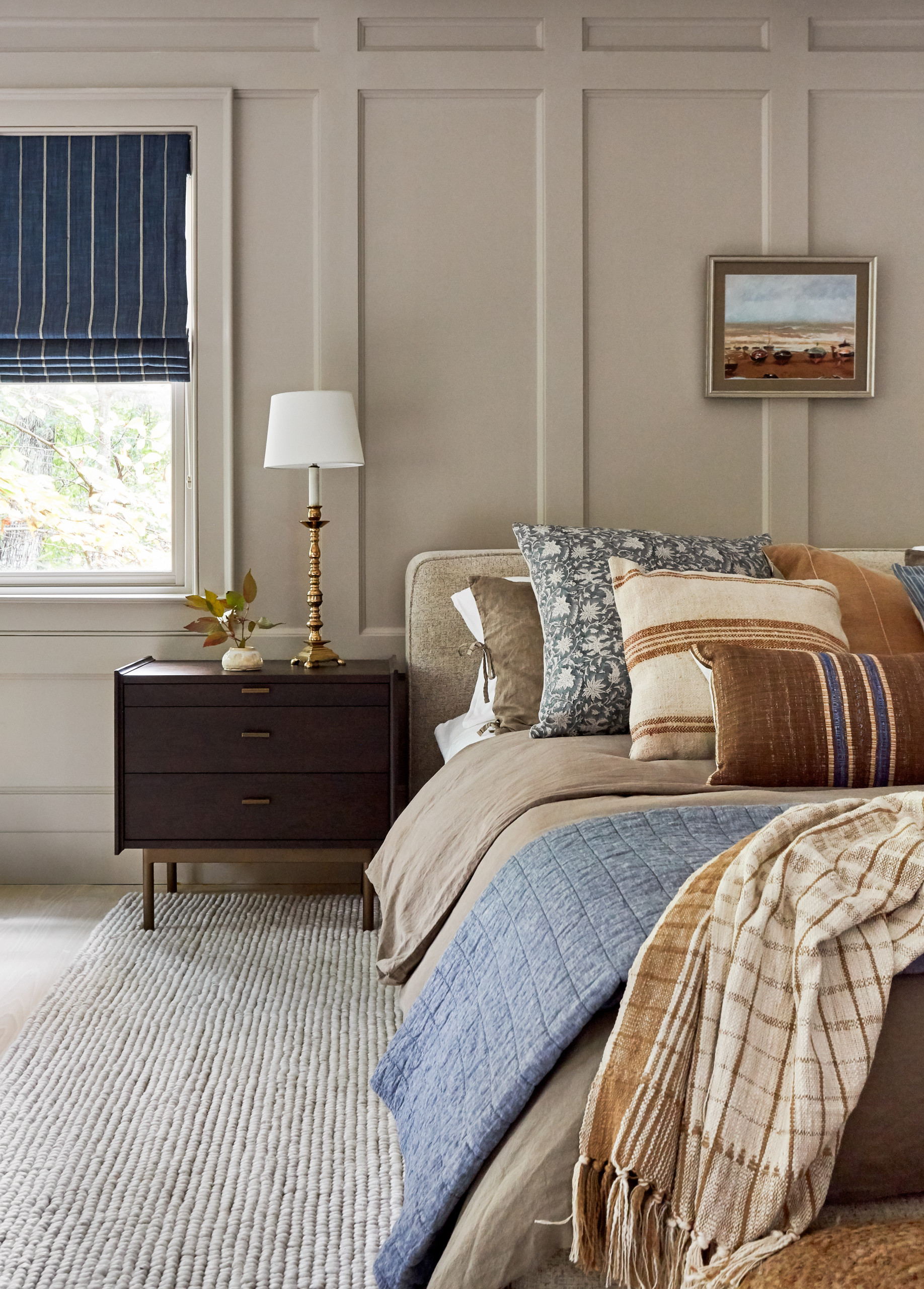 Coastal guest bedroom part of the Sag Harbor Full Home Renovation Home Tour