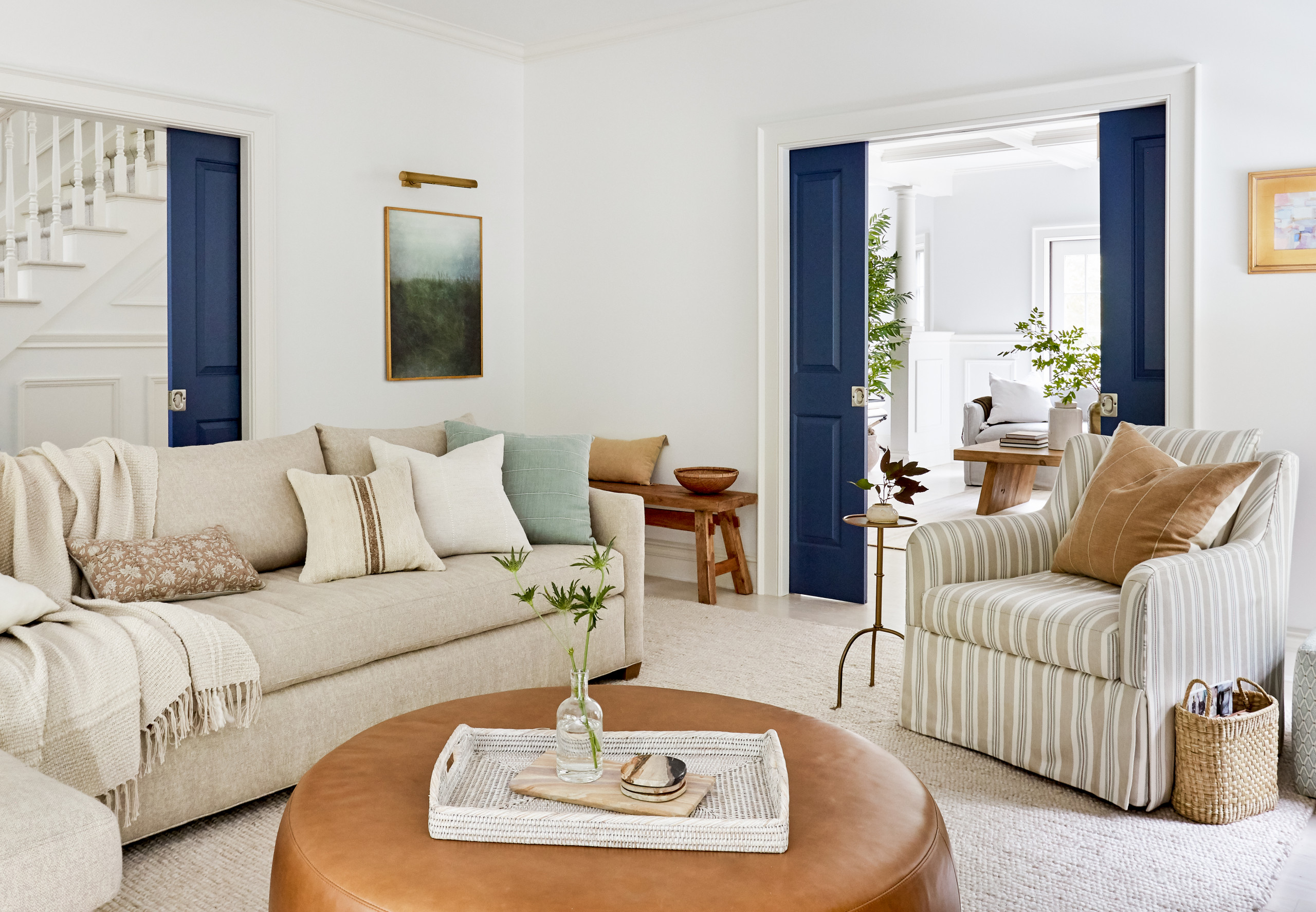 Coastal living room part of the Sag Harbor Full Home Renovation Home Tour